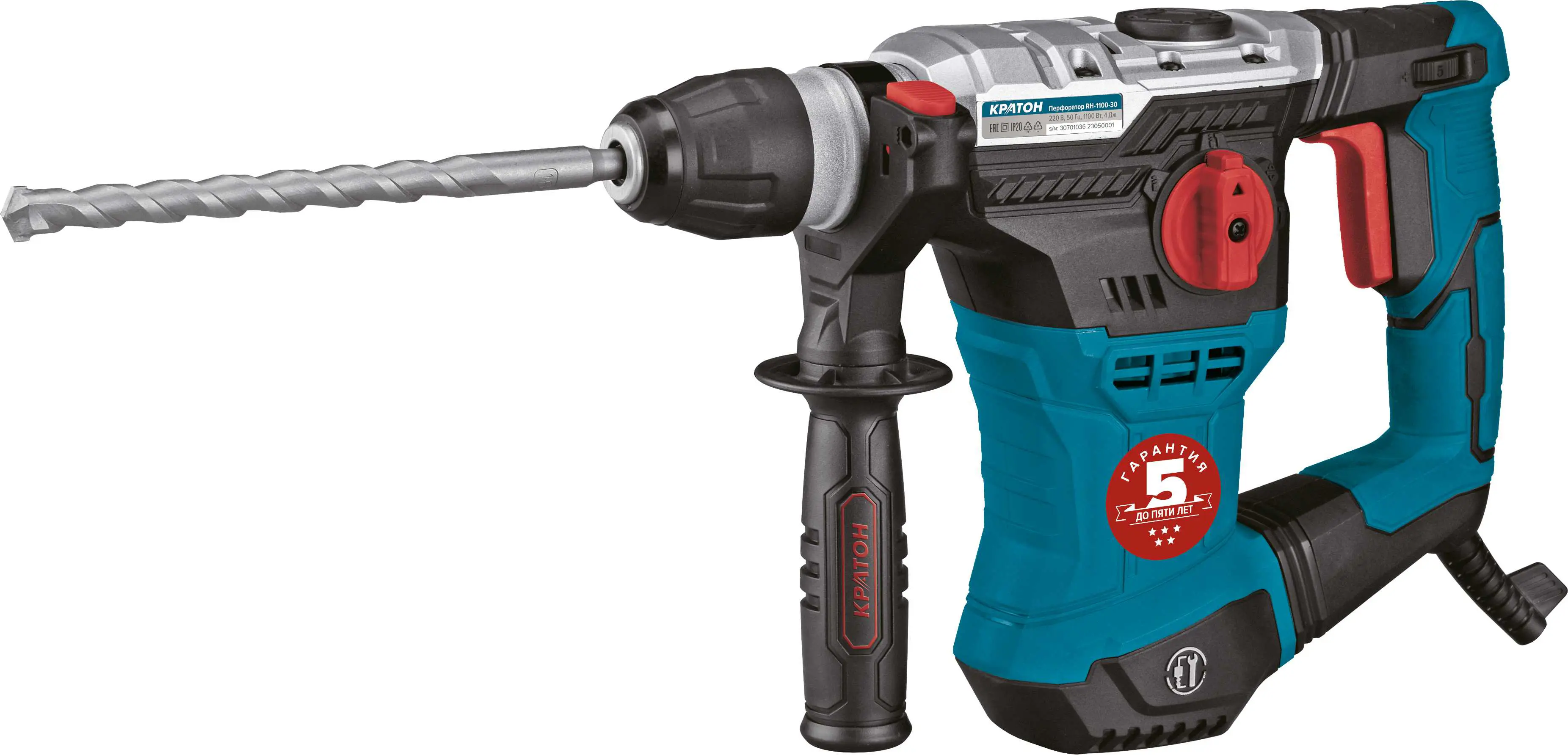 Изображение товара Перфоратор сетевой SDS Plus Кратон RH-1100-30, 1100 Вт, 4 Дж