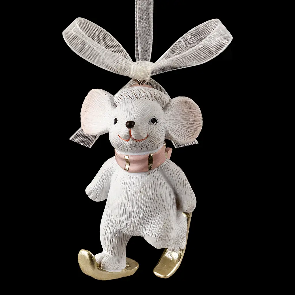 Изображение товара Елочная игрушка Erichkrause Мышонок в снегоступах 7 см x 4 см розовый