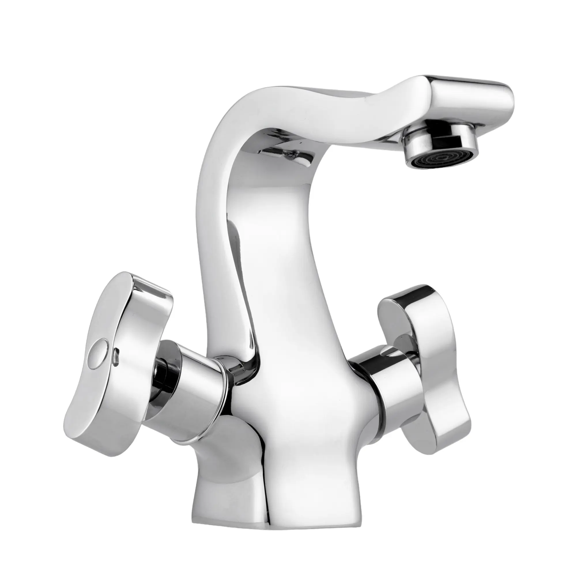 Изображение товара Смеситель для раковины Potato P10310 двухвентильный волнообразный с вентильными ручками цвет хром