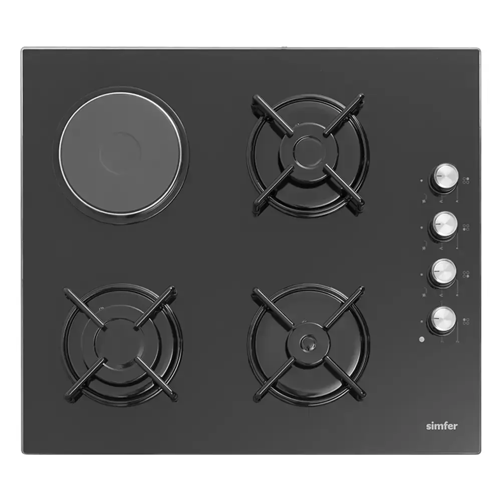 Изображение товара Комбинированная варочная панель Simfer 4 конфорки 59x52 см цвет черный