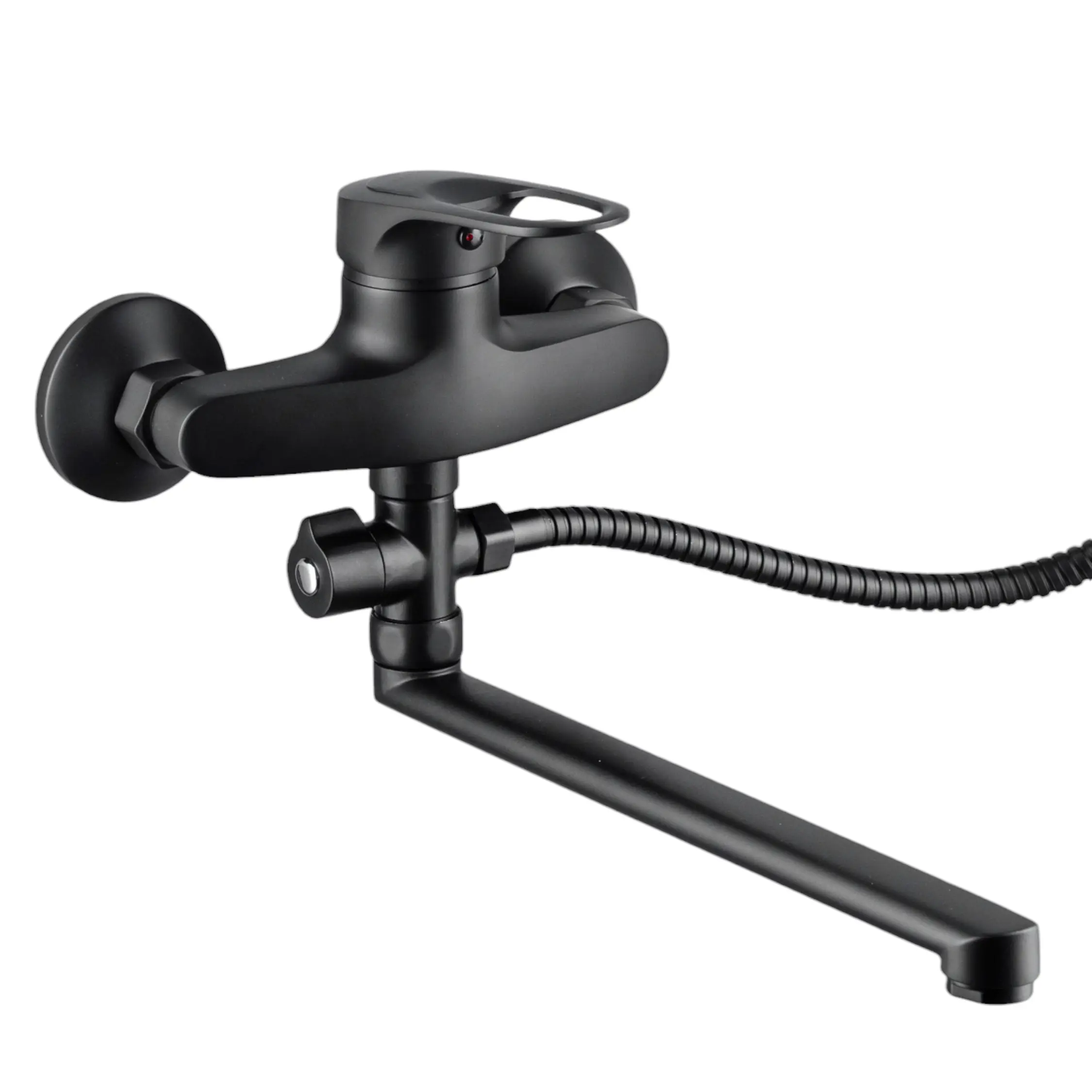 Изображение товара Смеситель для ванны Aloute A3123H с длинным изливом 30 см и душевым набором цвет черный