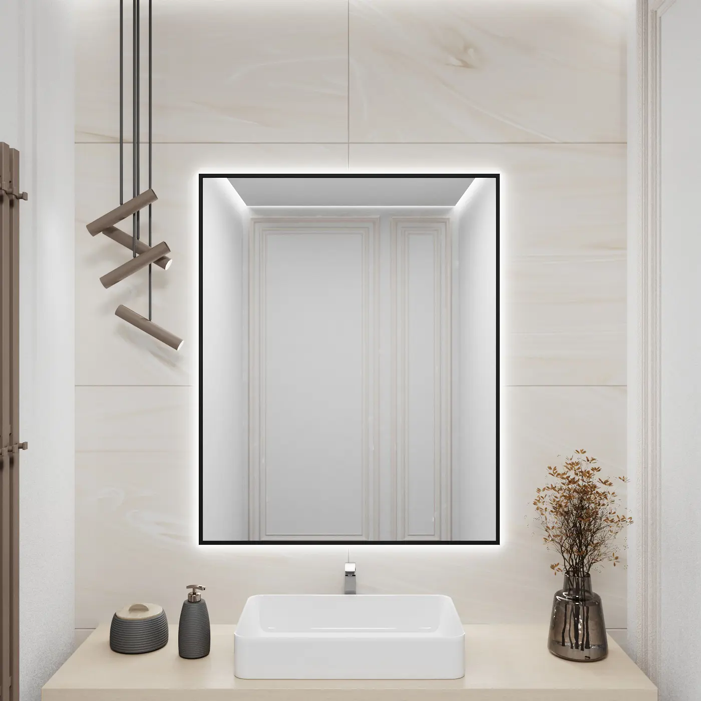 Изображение товара Зеркало для ванной Alumirror 11090свет 11090чер6000к с подсветкой 90x110см