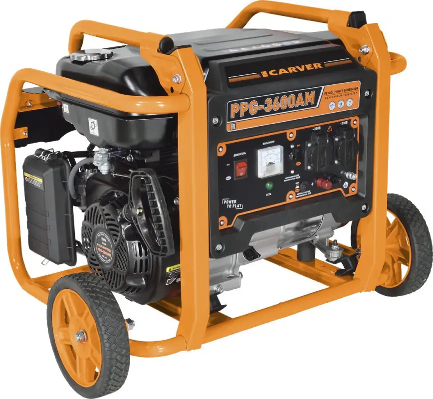 Изображение товара Бензиновый генератор Carver PPG-3600AM мощностью 3.3 кВт для дома и стройки