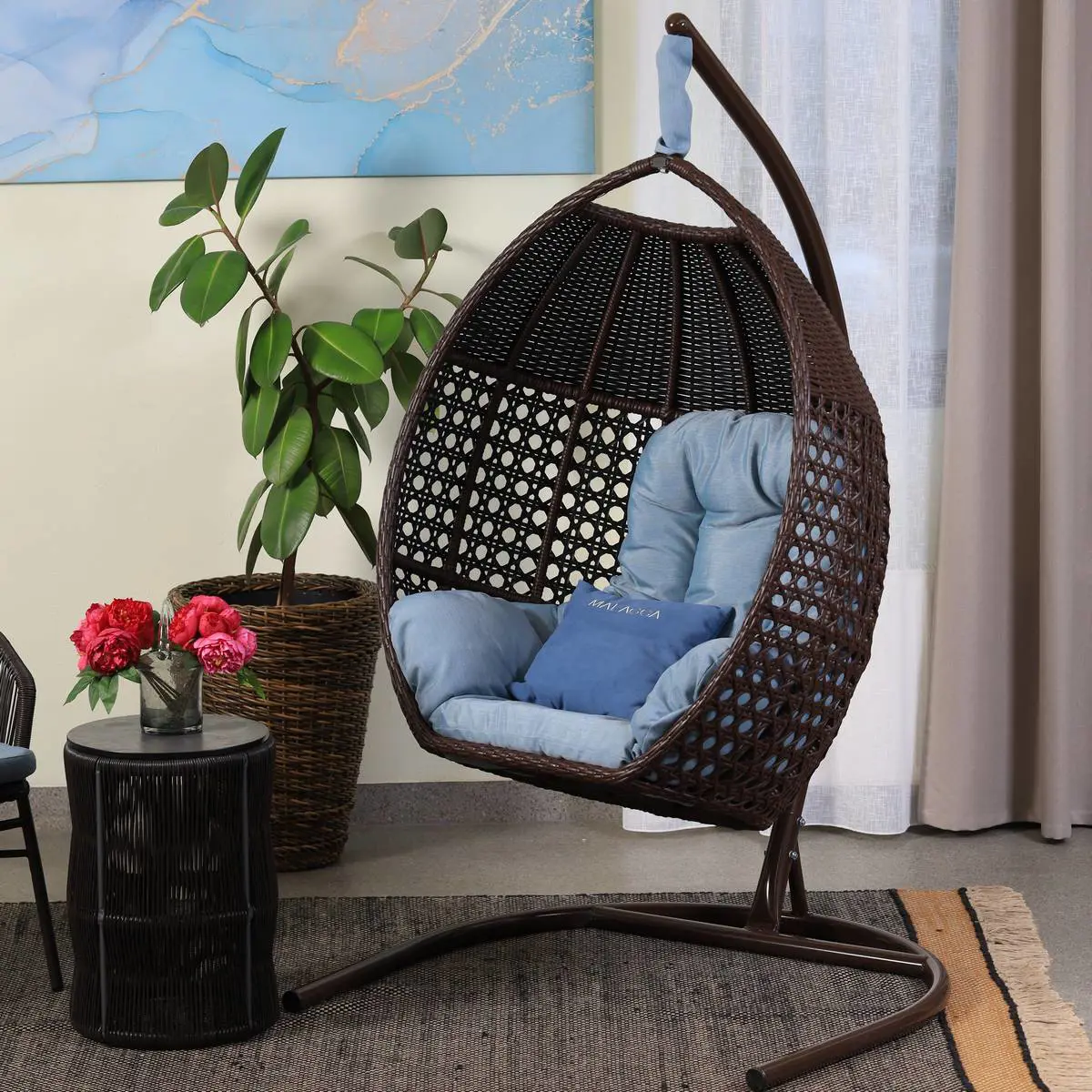 Изображение товара Кресло подвесное Malacca Авиано 1-х местные до 120 кг фиолетовый/синий