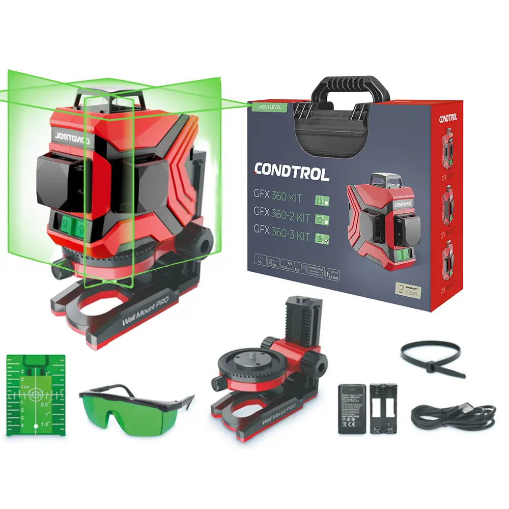 Изображение товара Лазерный нивелир Condtrol GFX360-3 Kit с зеленым лучом 20 м, IP54