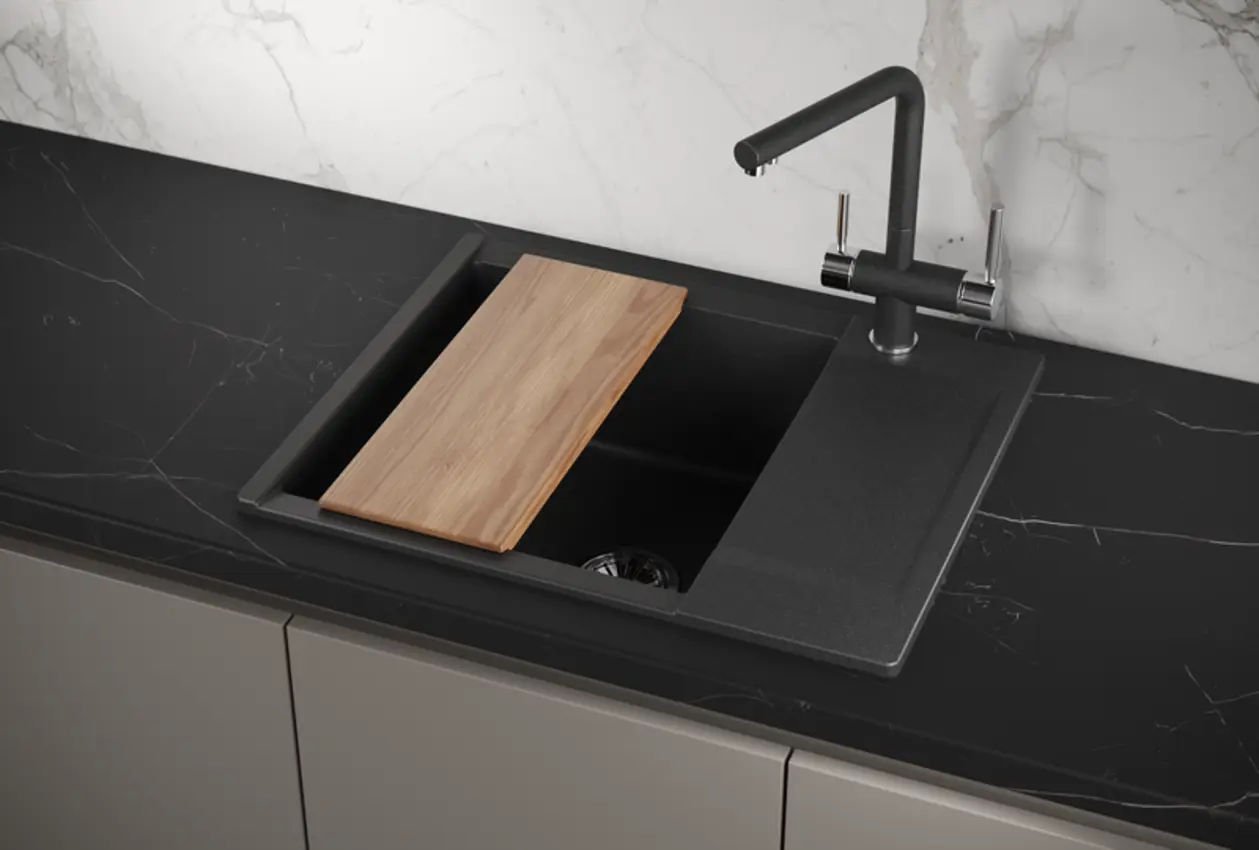 Изображение товара Накладная мойка Granula ES-6202 50x62x20 см кварц цвет черный