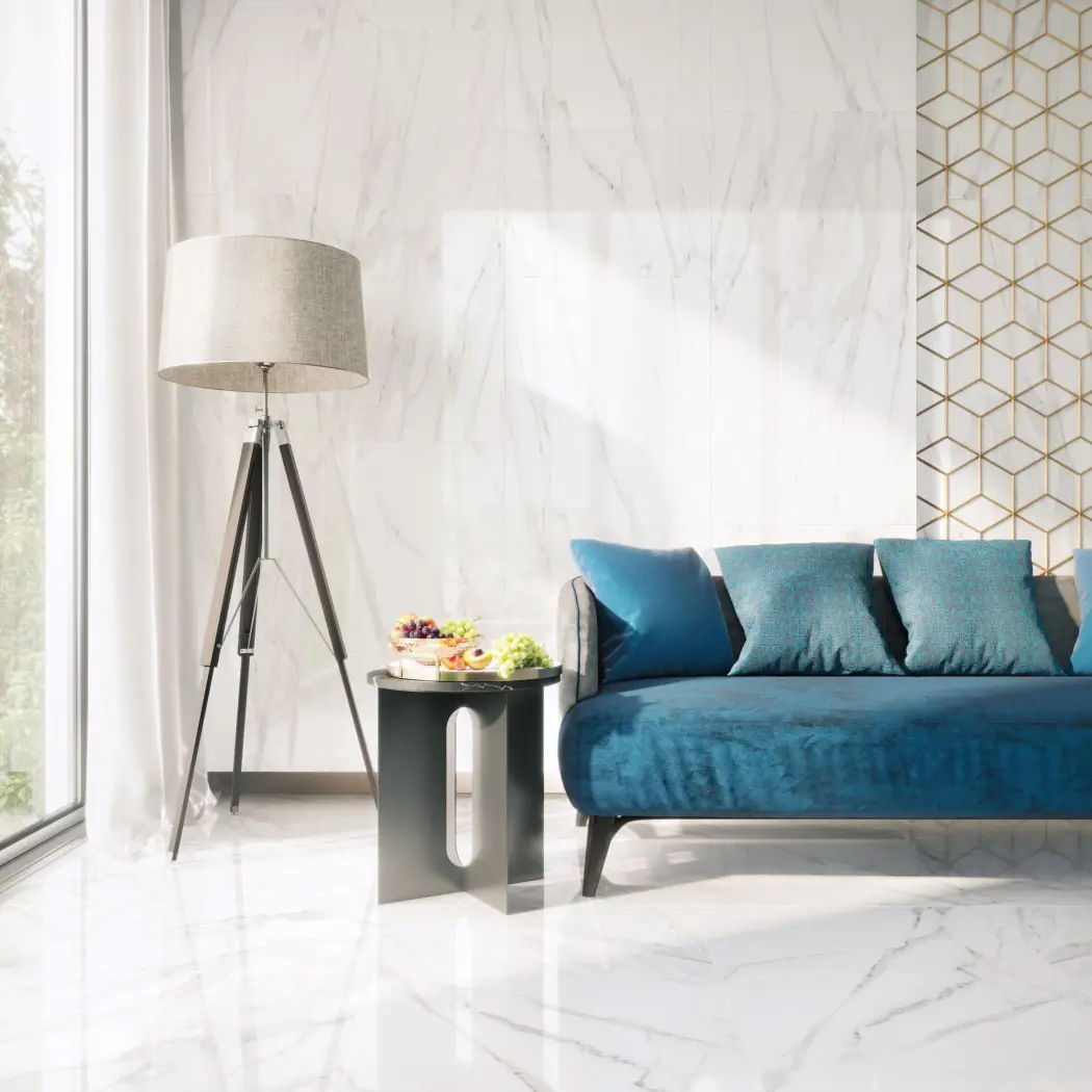 Изображение товара Керамогранит КЕРАМОПРО Damoon Light Gray 60x120 см мраморный эффект