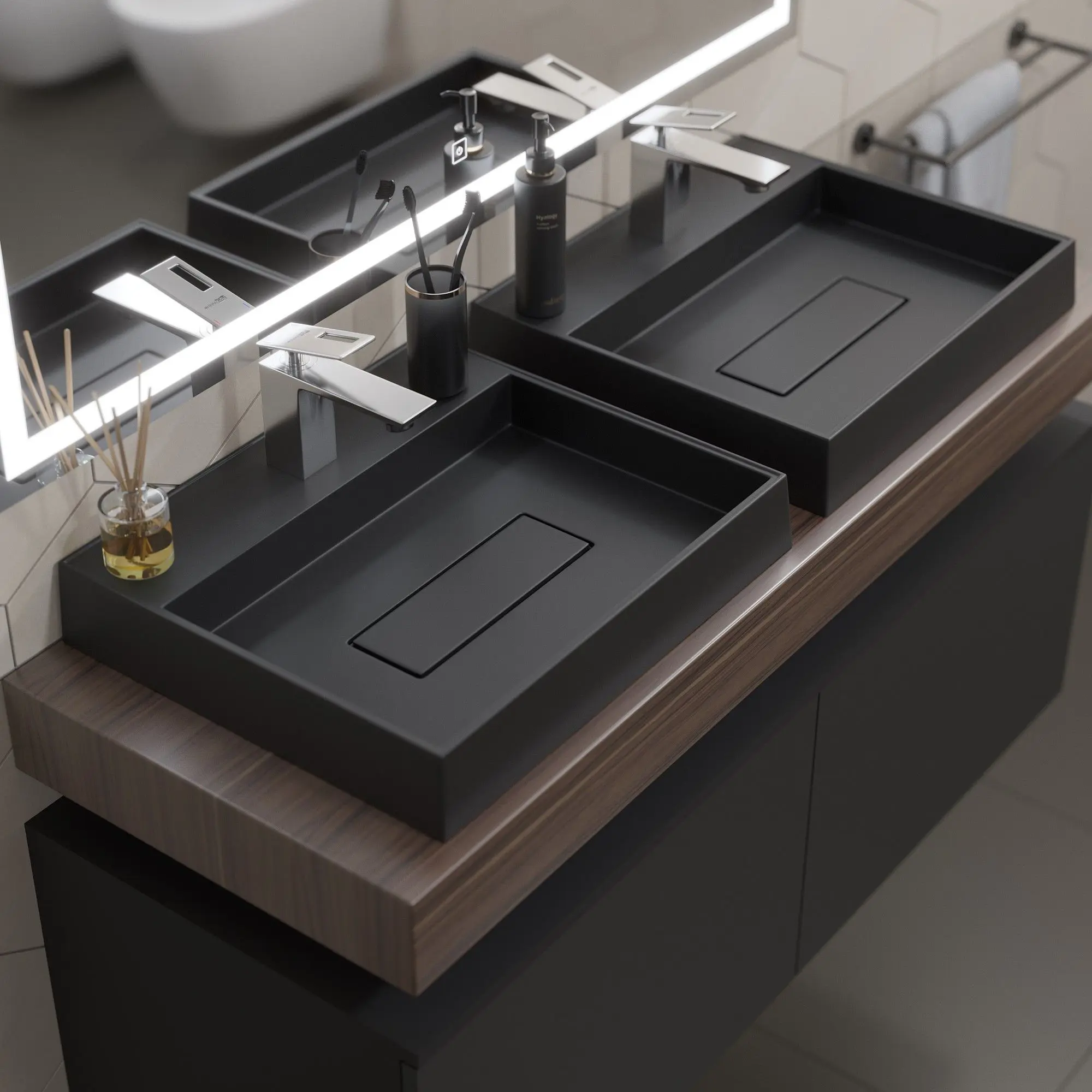 Изображение товара Раковина мебельная Uperwood upd tanos quartz Tanos Quartz 42.5см цвет уголь