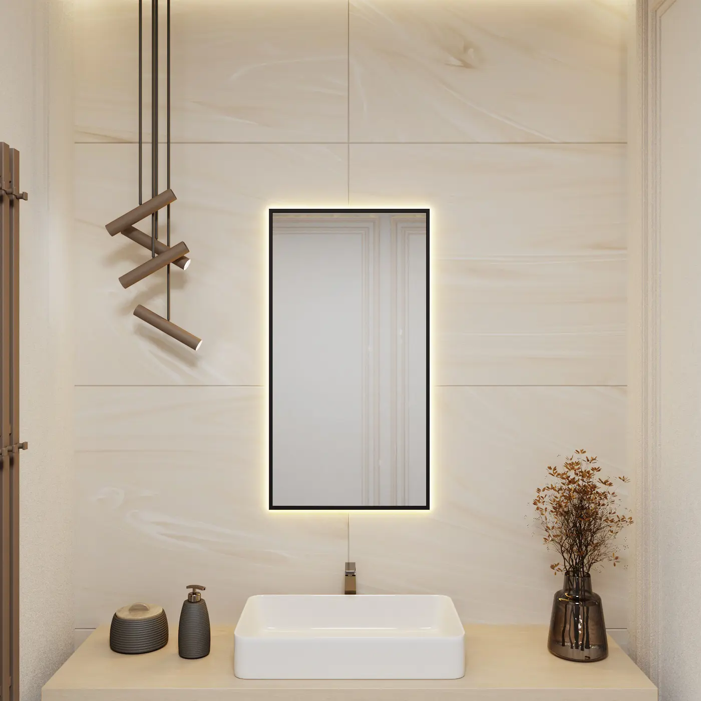 Изображение товара Зеркало для ванной Alumirror 9050свет 9050чер3000к с подсветкой 50x90см