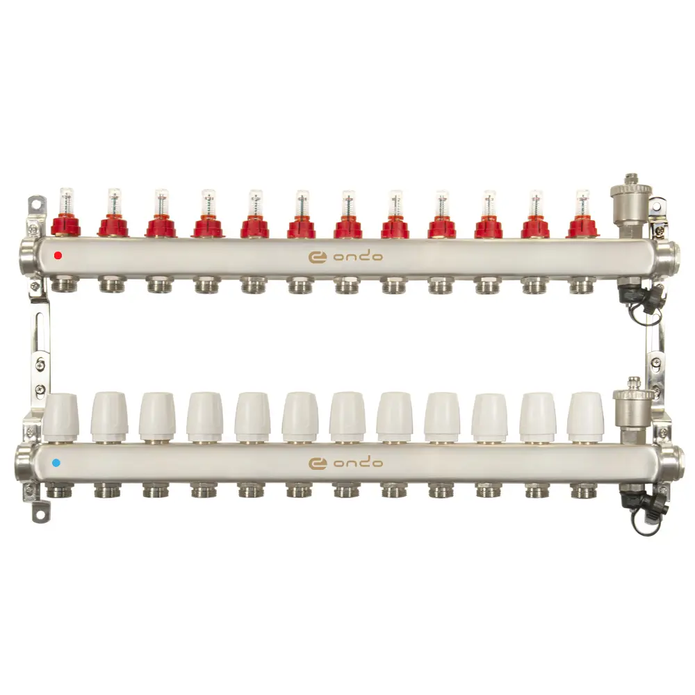 Изображение товара Коллекторная группа ONDO 12 выходов из нержавеющей стали с расходомерами