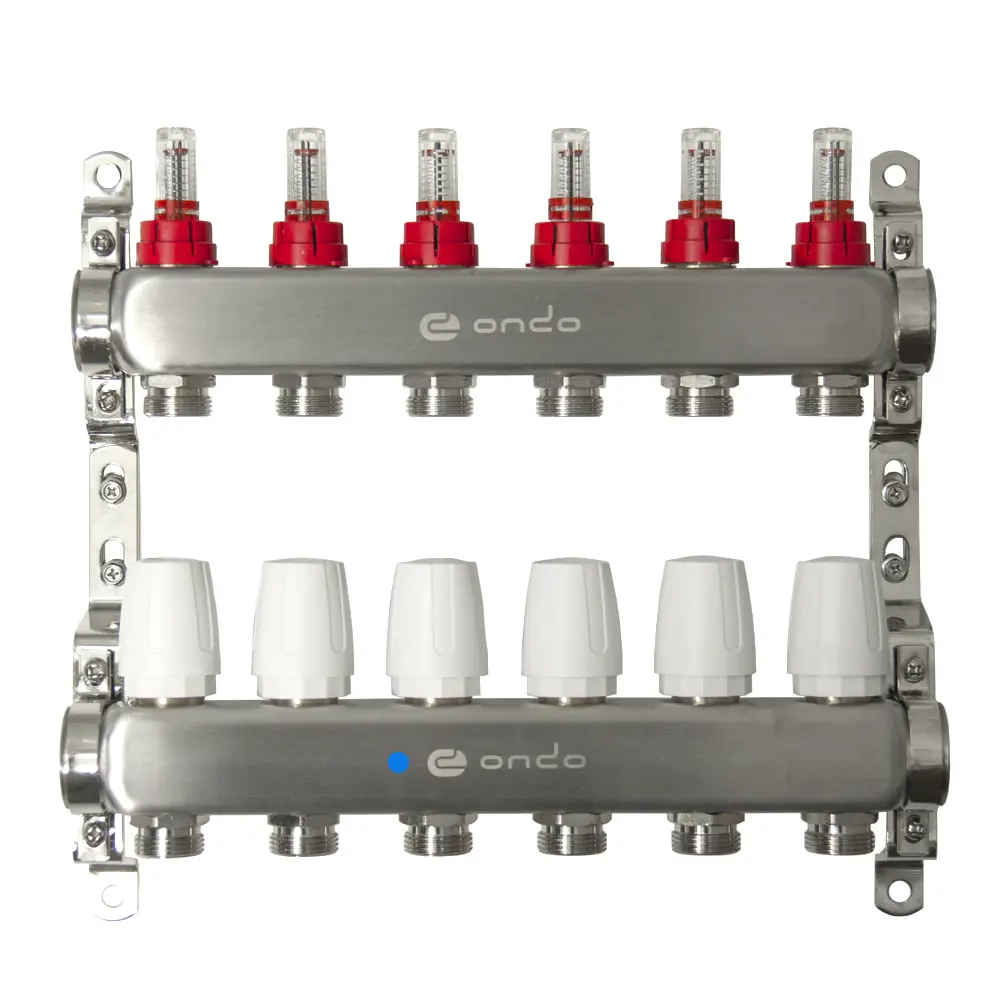 Изображение товара Коллектор с расходомерами и термостатическими клапанами Ondo для теплого пола 3 выхода