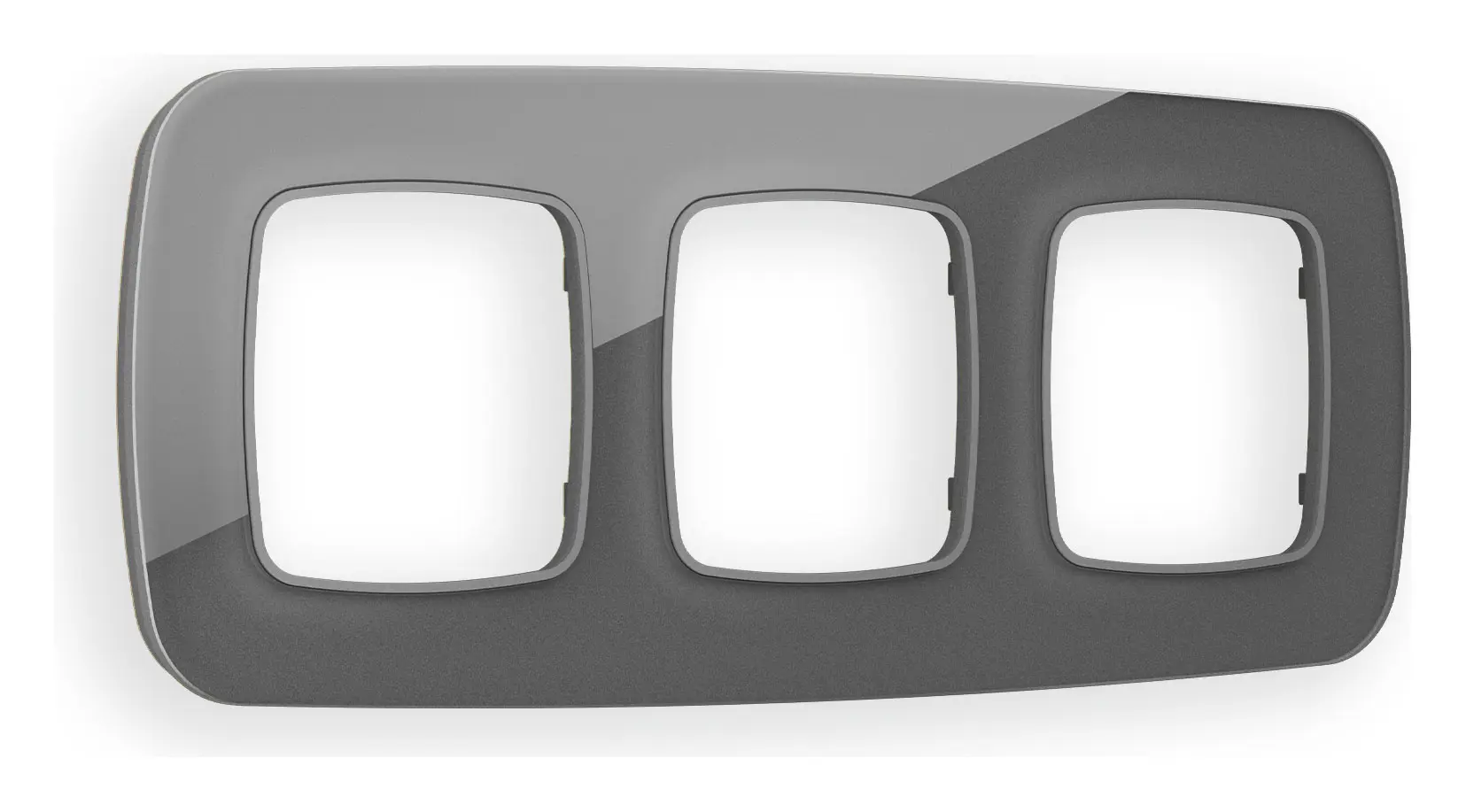 Изображение товара Рамка для розеток и выключателей Ambrella volt Omega Radian OF320653 3 поста антрацит серый