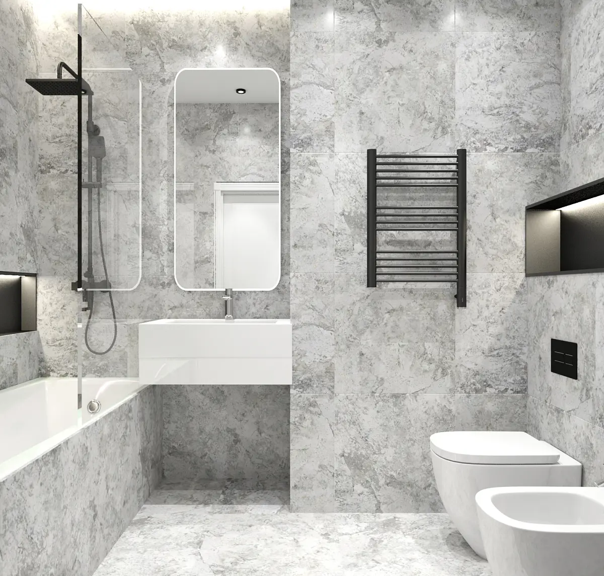 Изображение товара Керамогранит Idalgo Dolomiti 60x60 см серый, имитация мрамора, структурированный