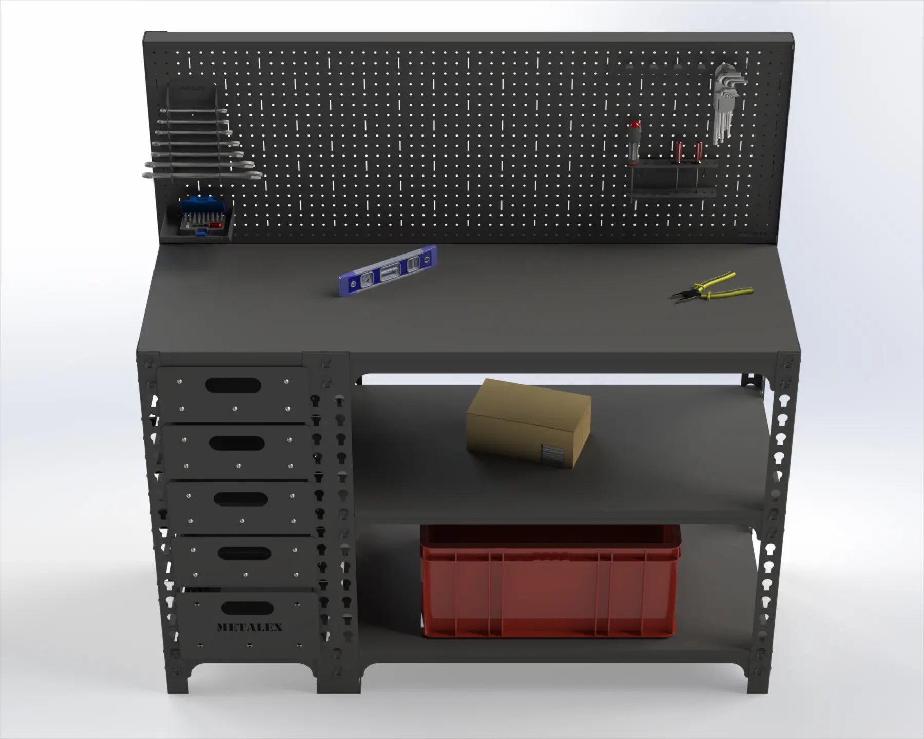 Изображение товара Стол-верстак Metalex 111830 с одной тумбой и аксессуарами 950х1000х500 мм