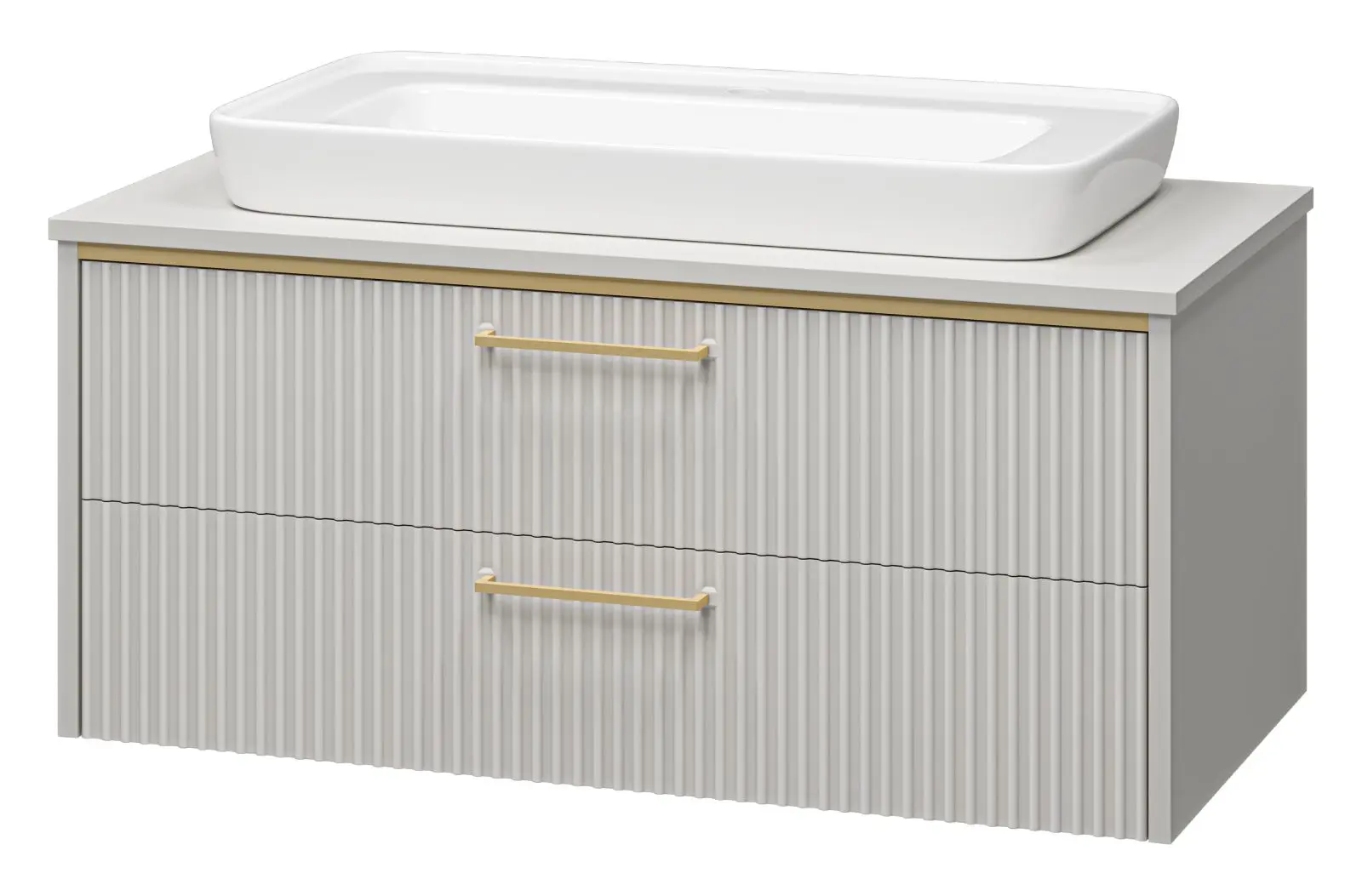 Изображение товара Тумба под раковину Brevita ELCHE УТ000022433 подвесная 101см цвет серый кашемир/золото/белый