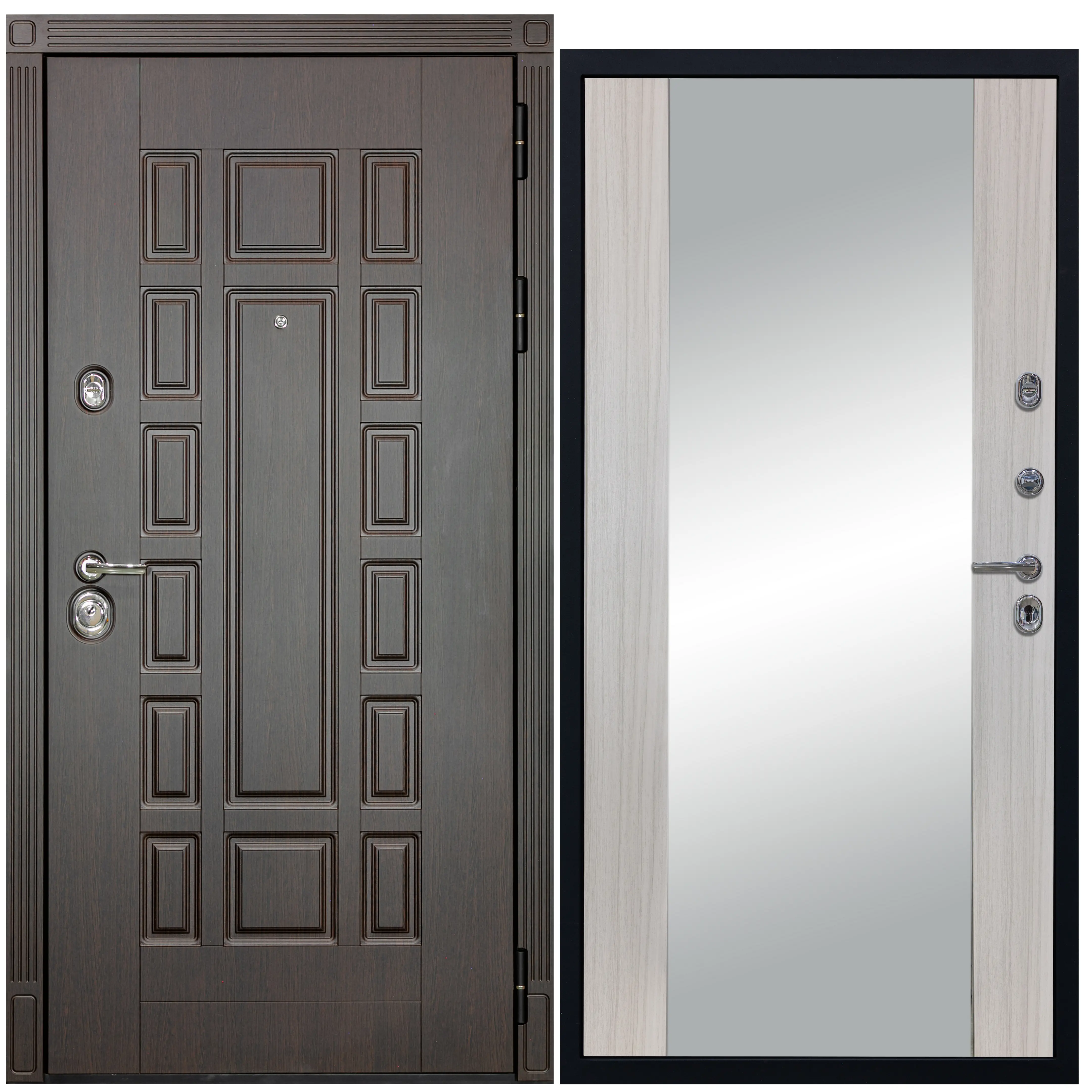 Изображение товара Входная дверь Diva STR МХ-53 205х96 см правый Венге с зеркалом