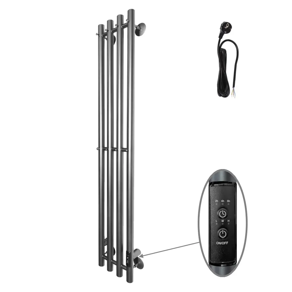 Изображение товара Полотенцесушитель электрический Altasan Арго 210x1200 мм 76 Вт с терморегулятором лесенка цвет черный муар