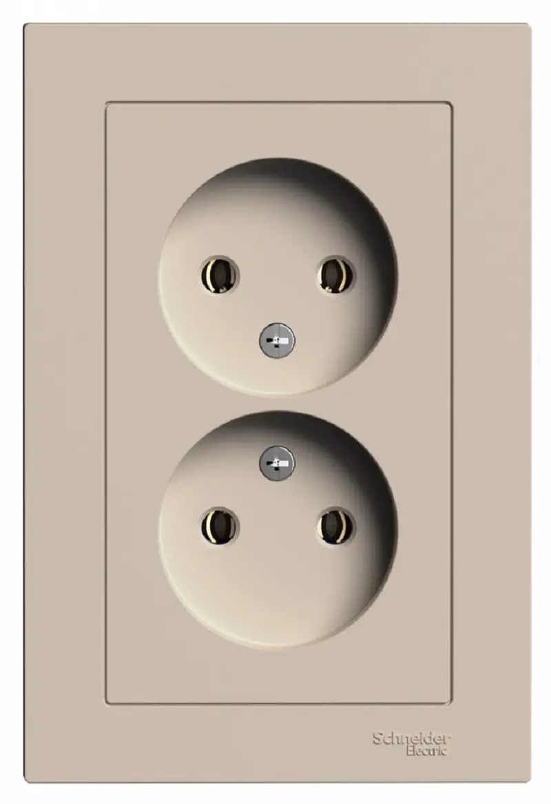 Изображение товара Розетка двойная встраиваемая Systeme Electric AtlasDesign ATN001220 цвет песочный