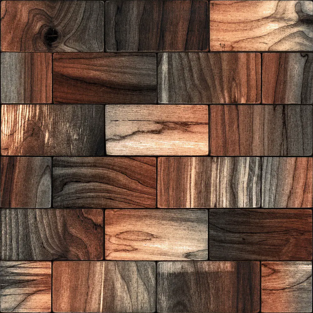 Изображение товара Панель-мозаика Gluten lignum Клиган коричневый 300x300x4мм 0.09м² 22шт ячейка 50x100мм