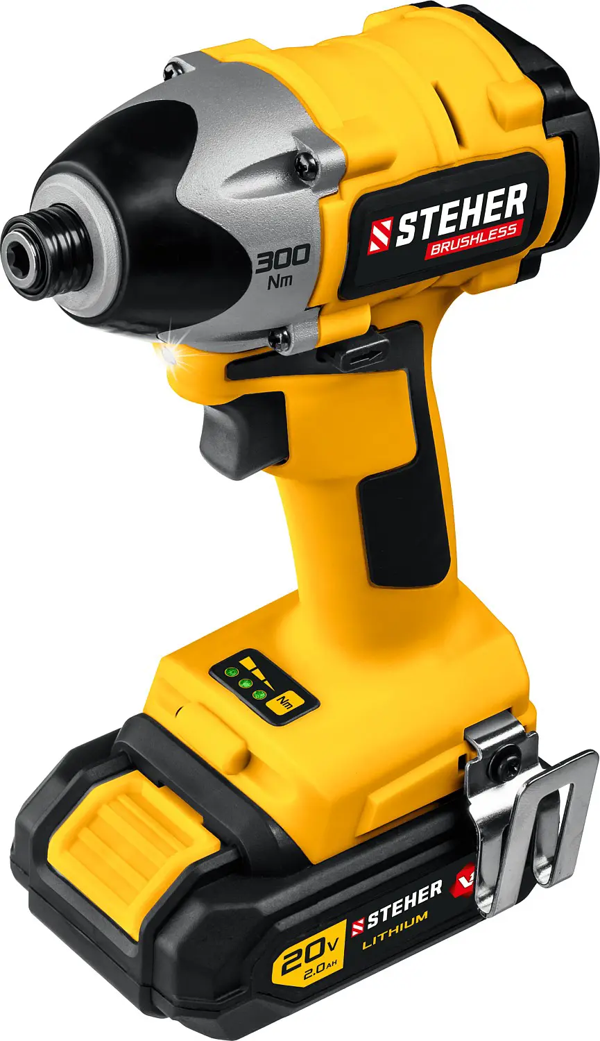 Изображение товара Аккумуляторный беспщеточный ударный винтоверт Steher CSB-300-2 20 В 2x2 Ач