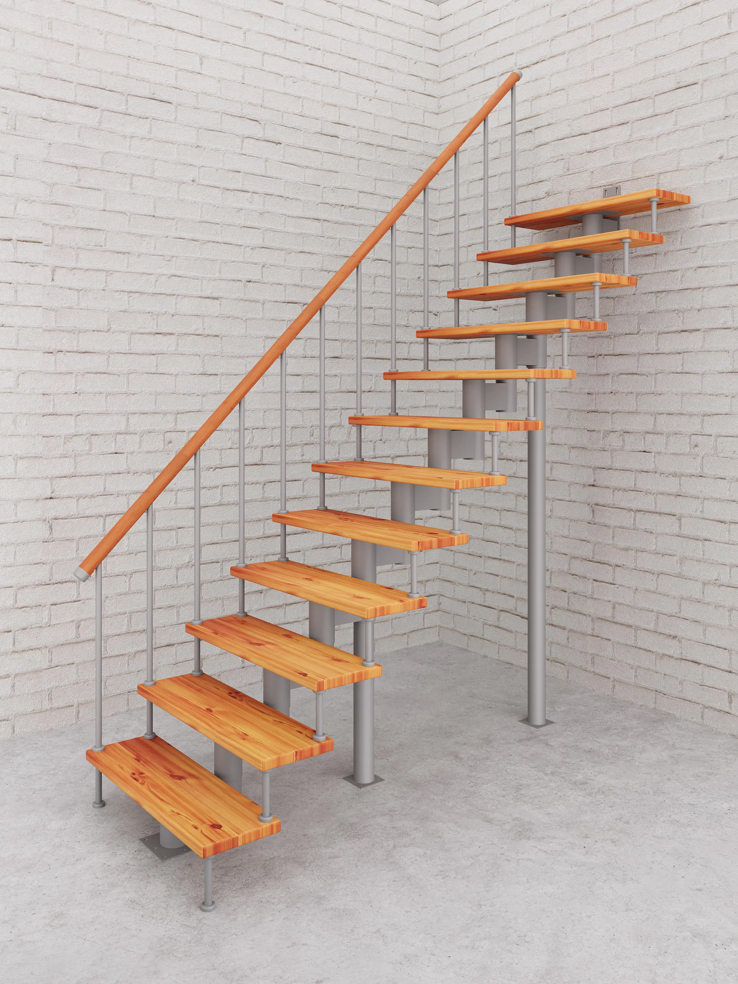 Изображение товара Модульная лестница Стамет Престиж прямая 2250мм серый дерево сталь