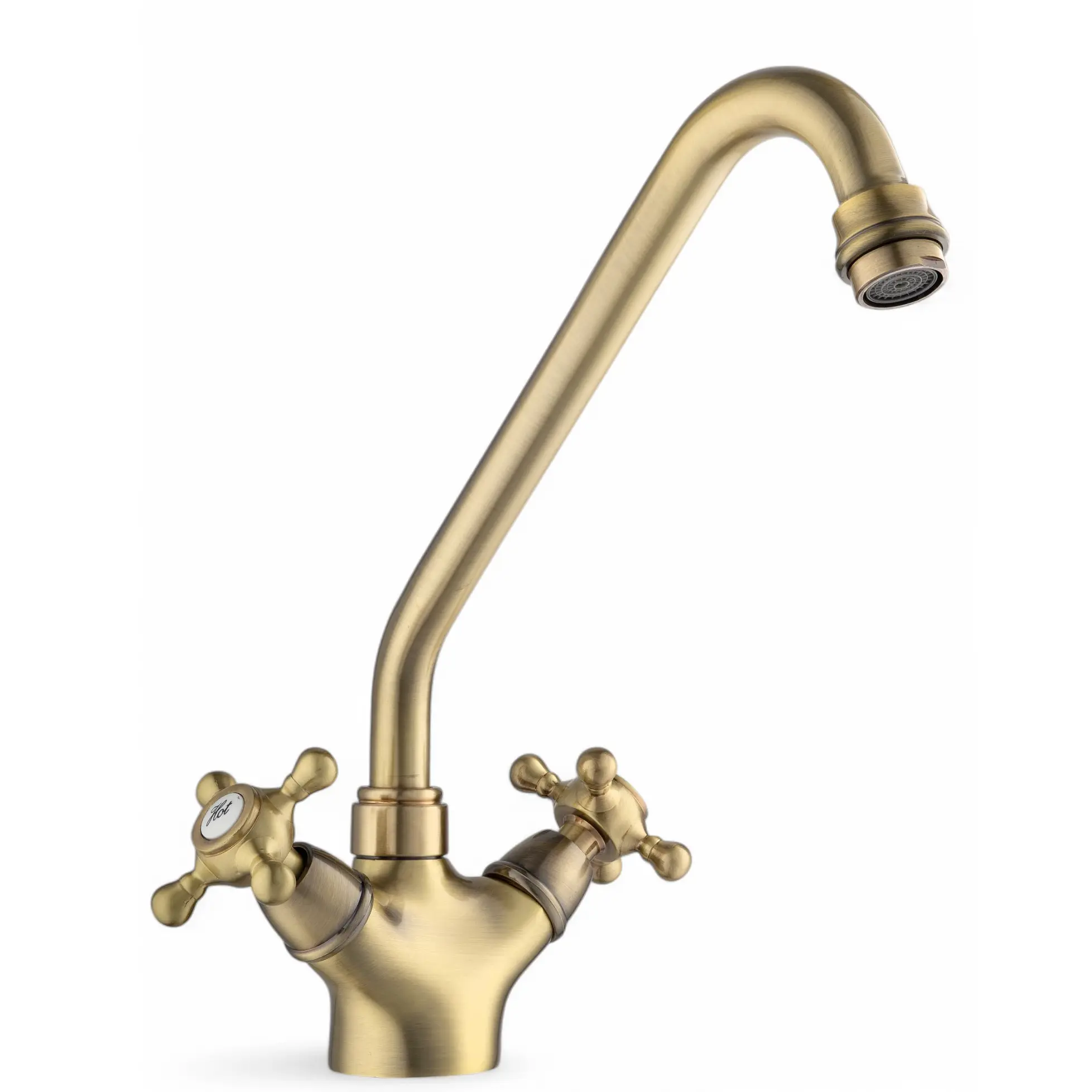Изображение товара Смеситель для кухни Potato P4160-2 23 см поворотный излив цвет бронза