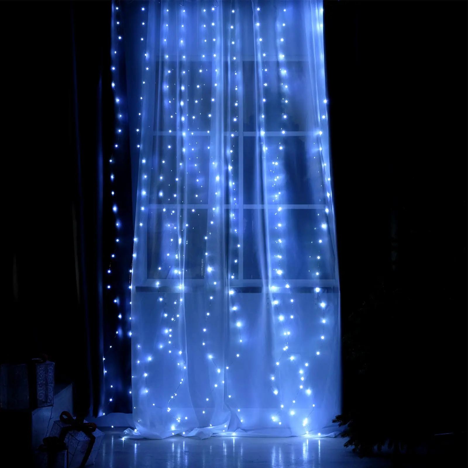 Изображение товара Электрогирлянда комнатная Luazon lighting 4814716 занавес 2.8x2.8 м 300 ламп белый 8 режимов работы