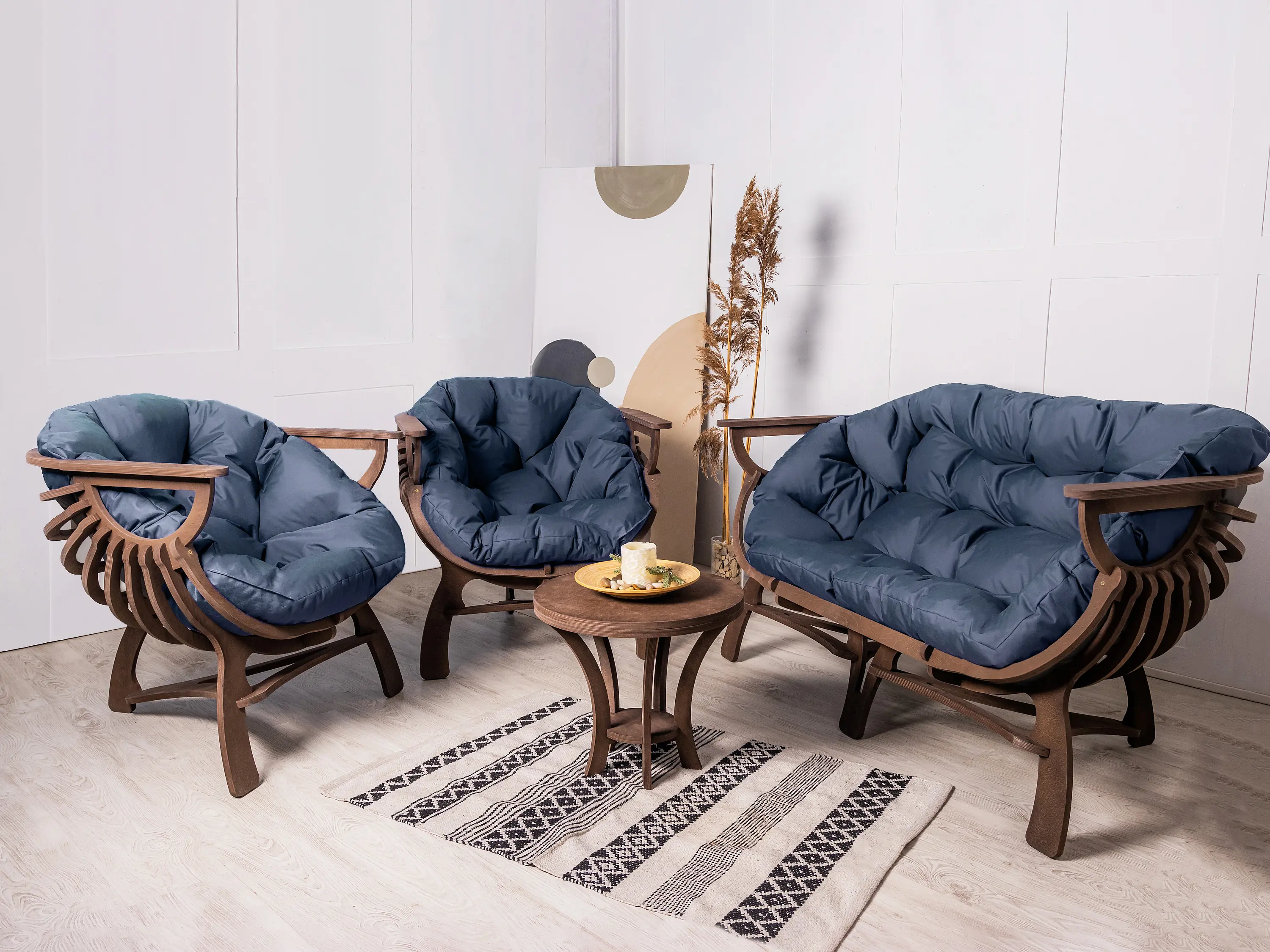 Изображение товара Набор садовой мебели для отдыха Феникс Ракушка фанера синий 4 предмета