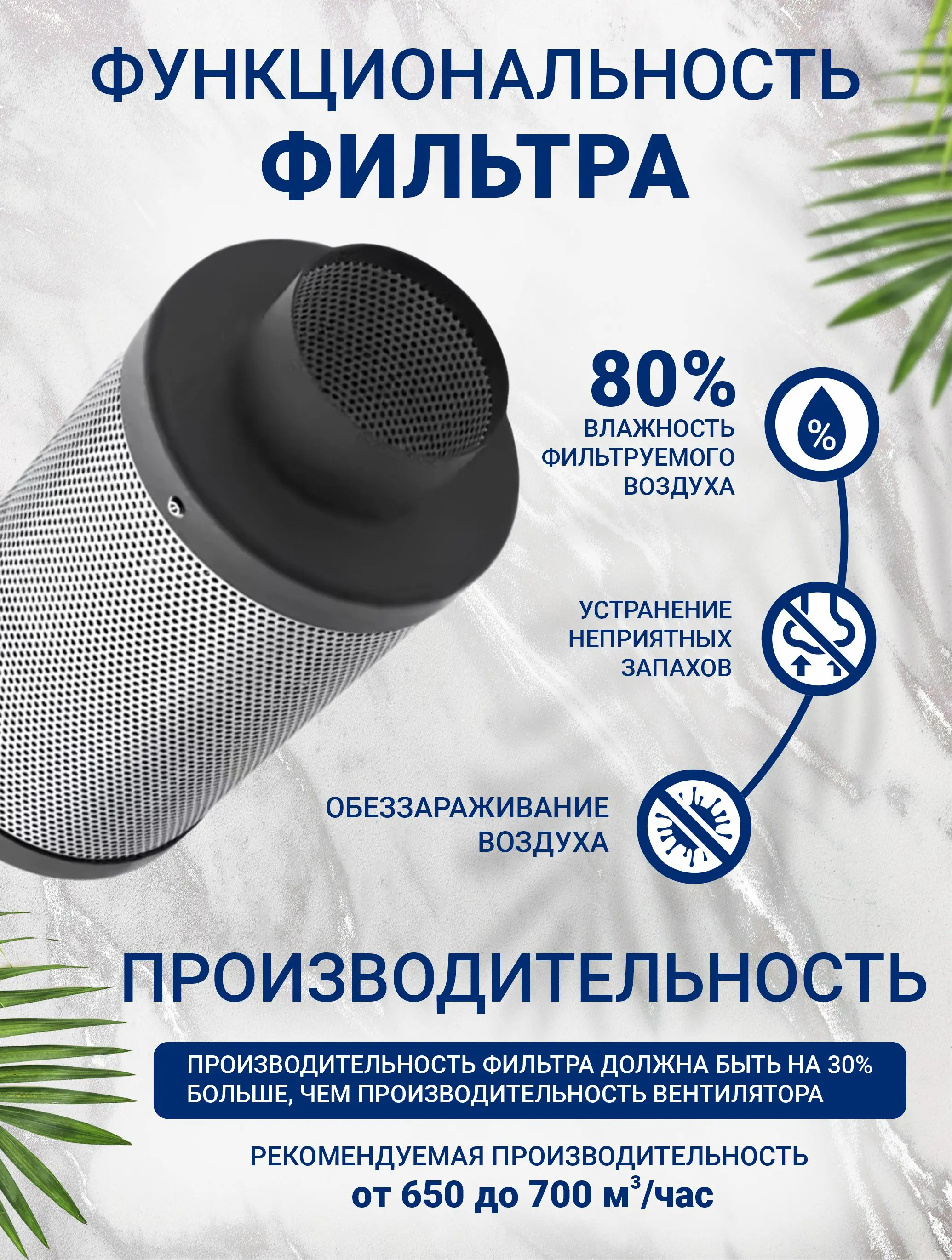 Изображение товара Фильтр угольный Ventsfera Hydra Carbon 200 мм для вентиляции и растений