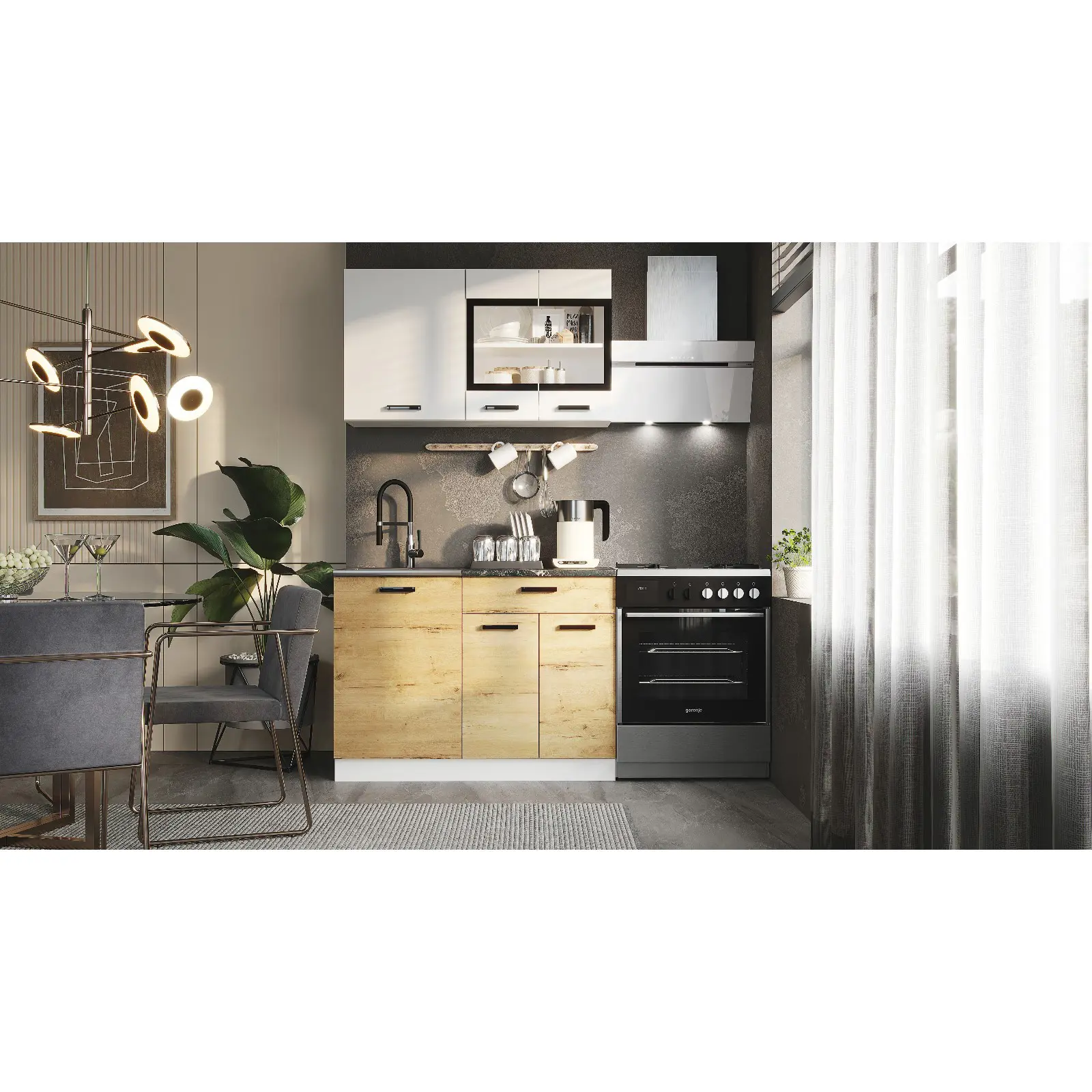 Изображение товара Кухонный гарнитур Сима-ленд Брауни 10885338 110x203x40 см ЛДСП цвет дуб вотан