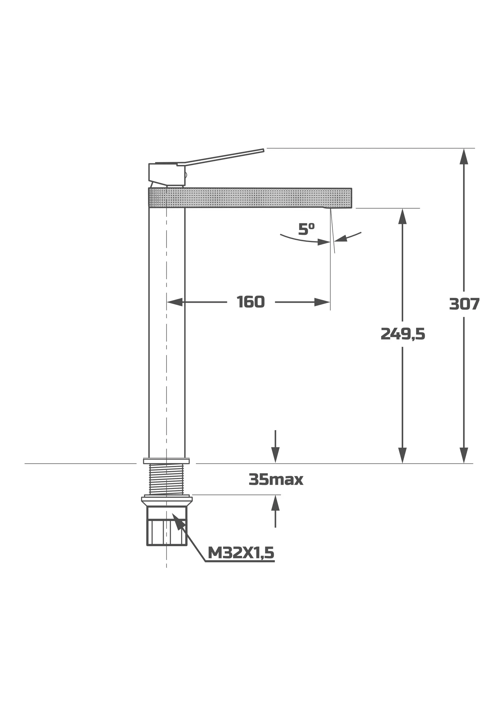 Изображение товара Смеситель для раковины Maxonor pure life Pl1183 однорычажный высокий цвет черный