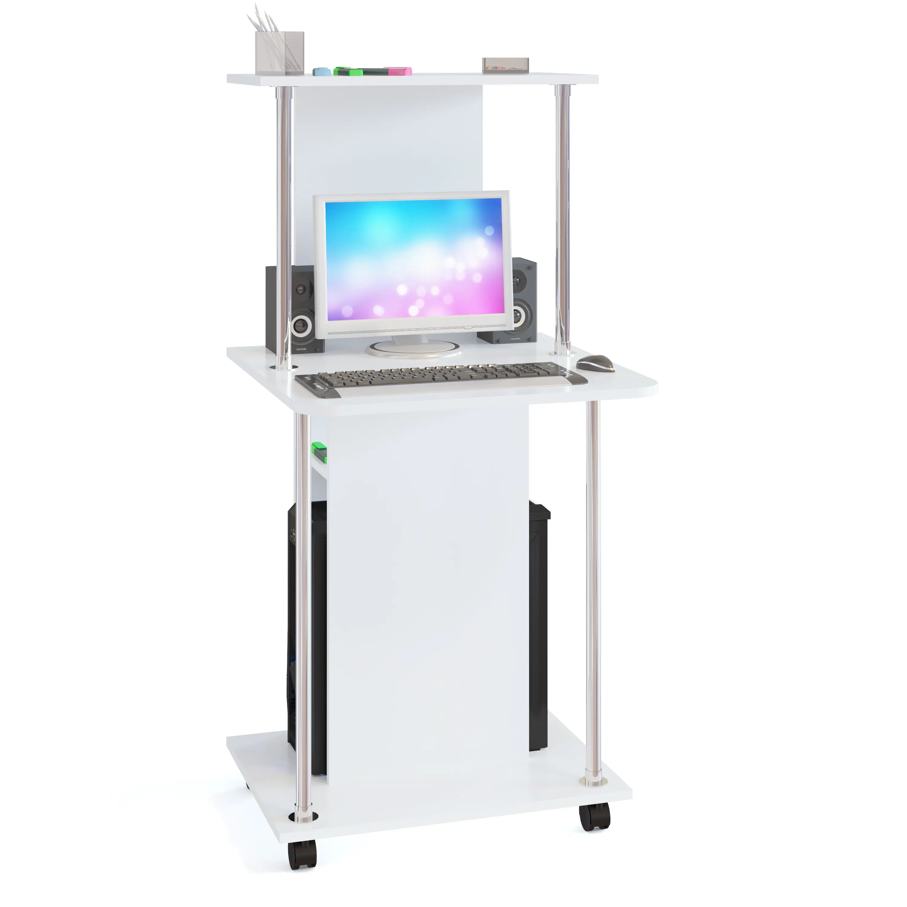 Изображение товара Компьютерный стол СОКОЛ-Т 78x90x65 см белый офисный стол с колесами