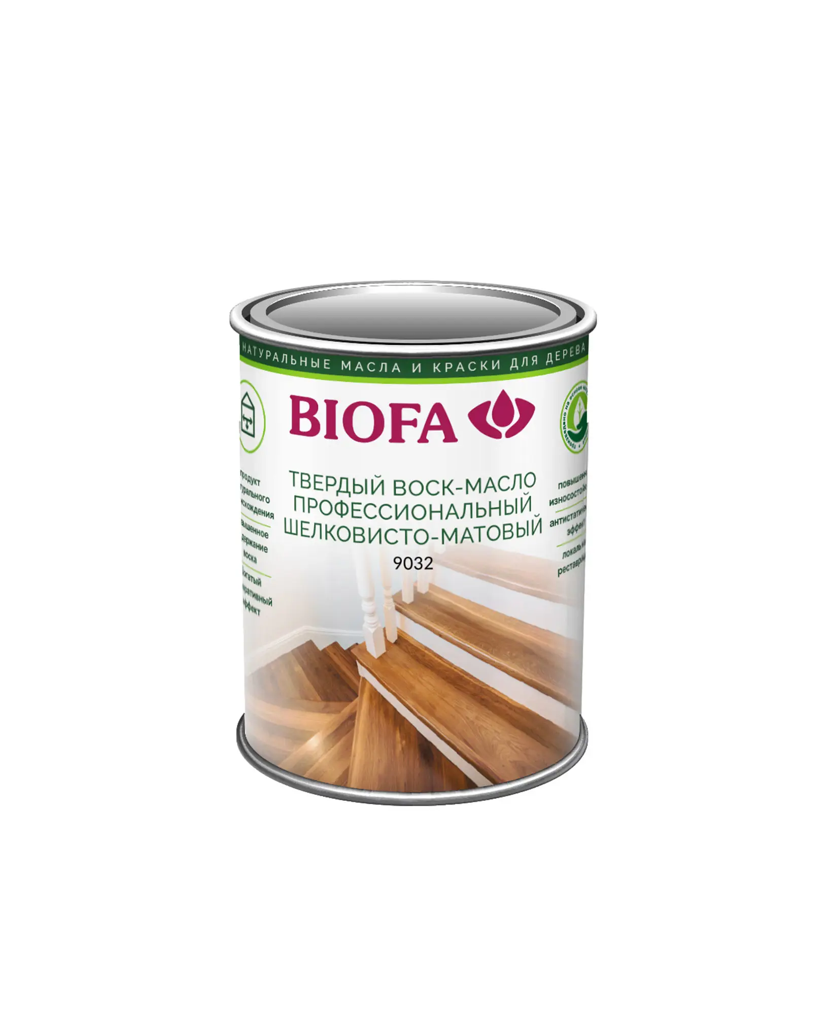 Изображение товара Воск-масло твердый 9032 Biofa бесцветный шелковисто-матовый 125 мл