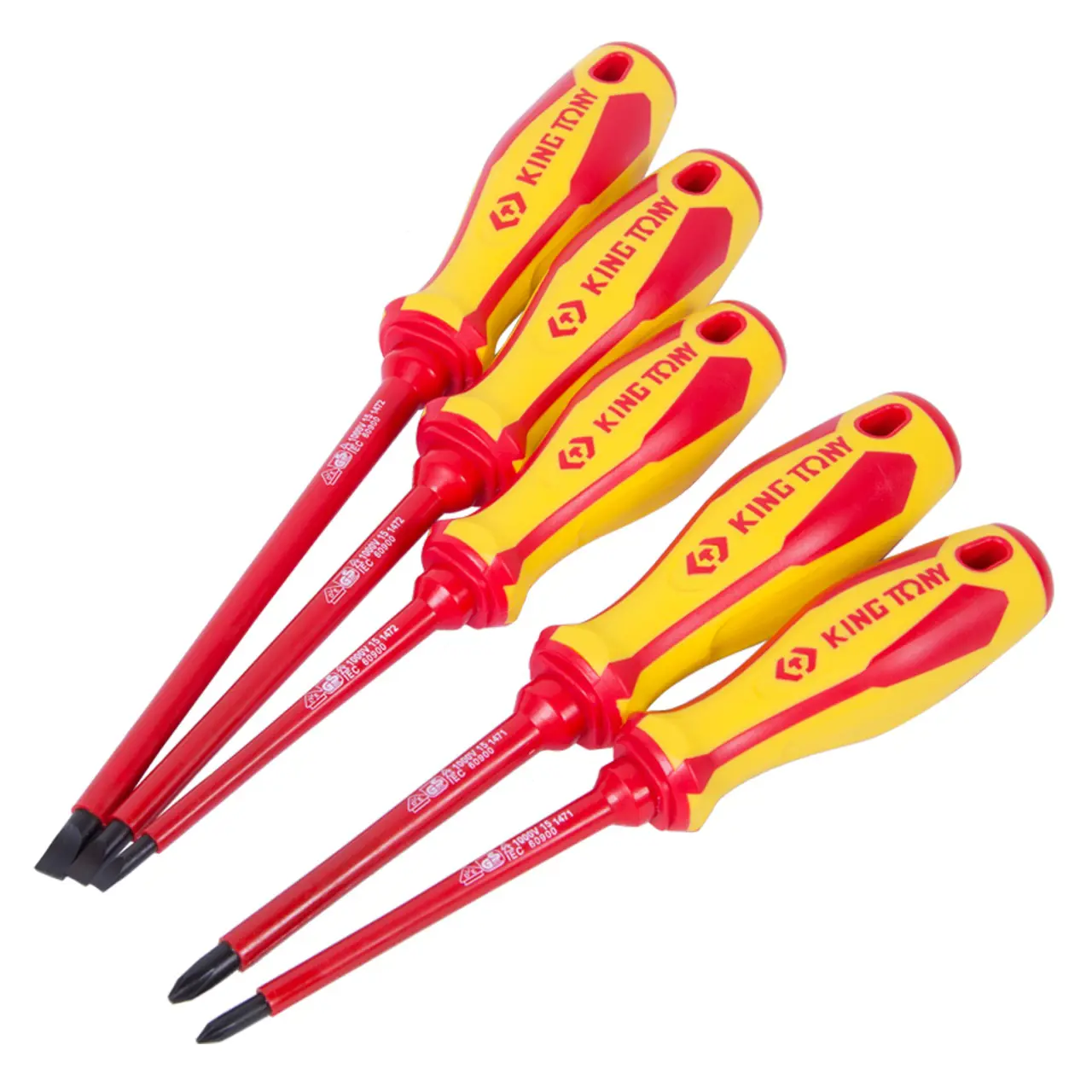 Изображение товара Набор диэлектрических отверток KING TONY 30615MR, 5 шт для работы под напряжением