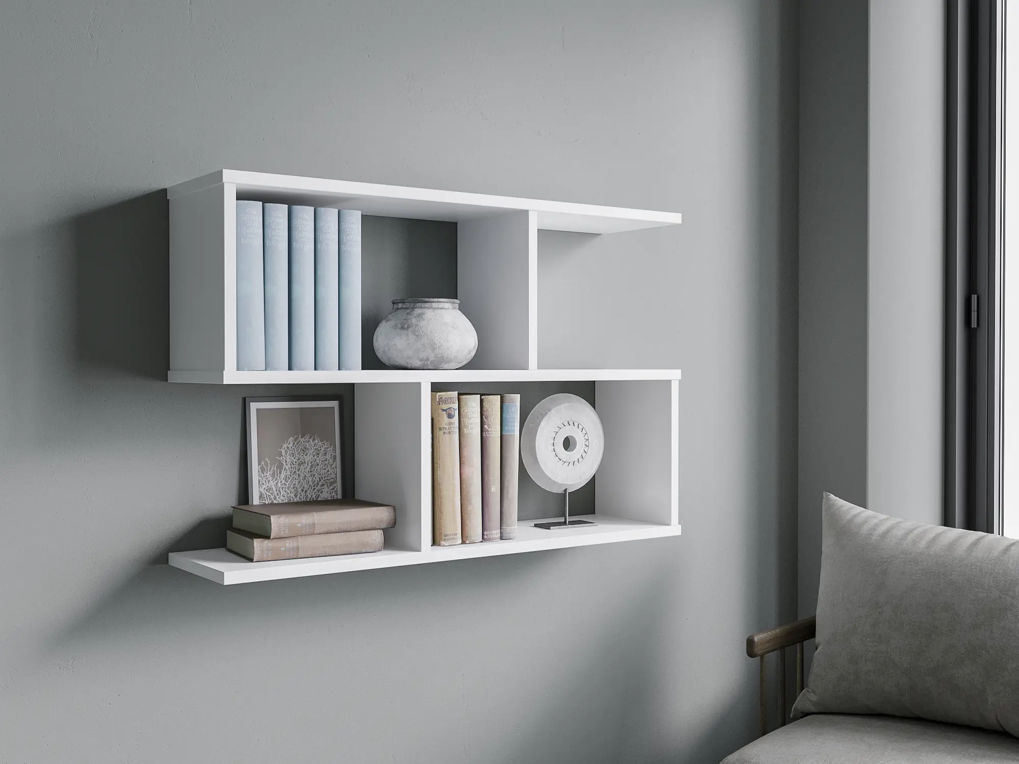 Изображение товара Настенная полка СОКОЛ-Т 52x78x19.6 см для книг и хранения из ЛДСП белая