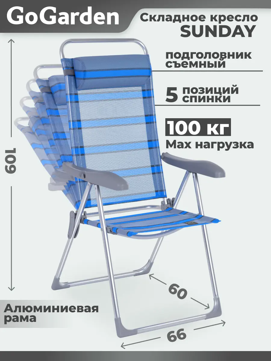 Изображение товара Кресло складное GoGarden SUNDAY 69x60x109 см