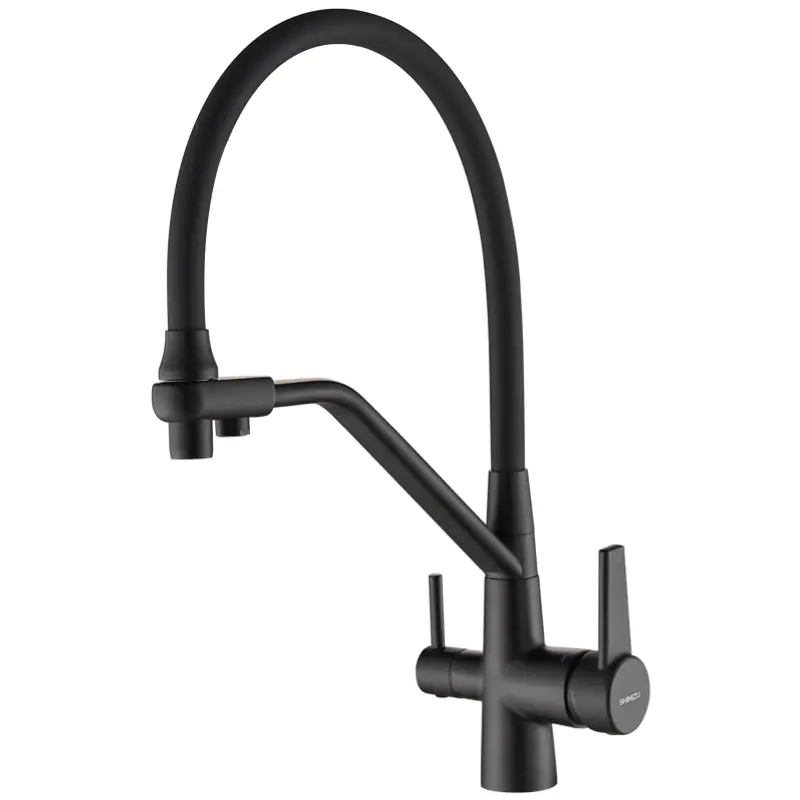 Изображение товара Современный однорычажный смеситель для кухни Shimizu Water Filter Black 45 см
