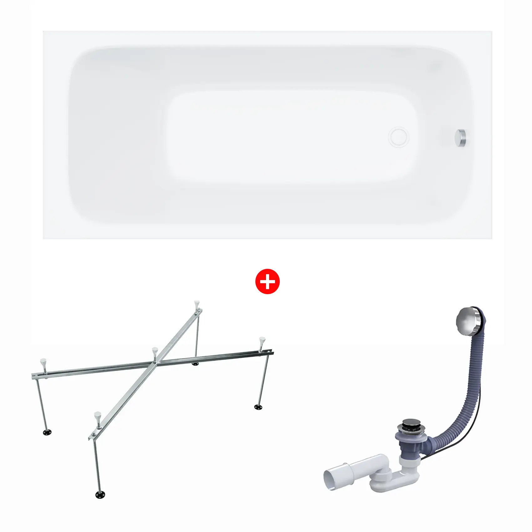 Изображение товара Ванна акриловая Enio Unico 160x70 EN7030703 с каркасом цвет глянцевый белый