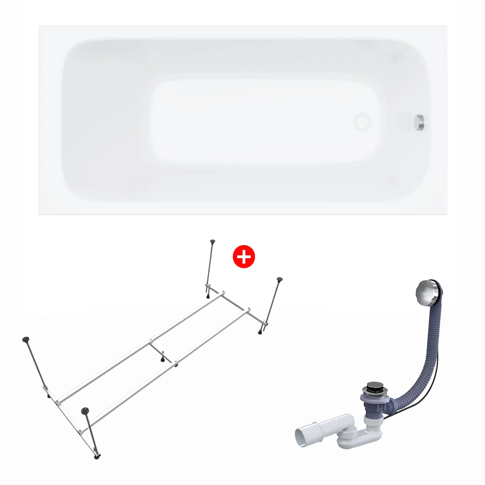 Изображение товара Акриловая ванна Enio Neo 170x70 с каркасом и сливом-переливом