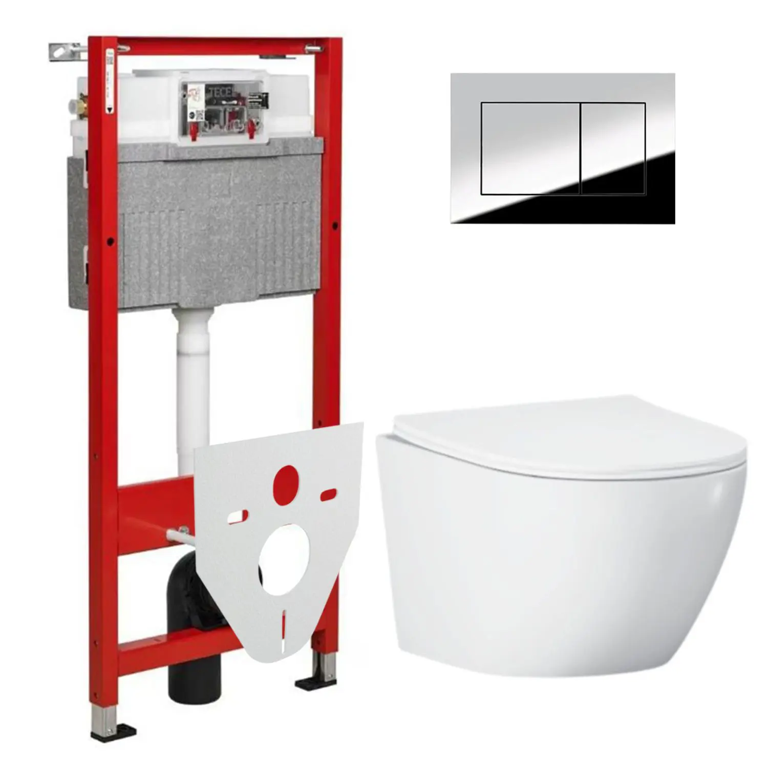 Изображение товара Комплект инсталляция с унитазом Tece 13768V35B4 цвет белый