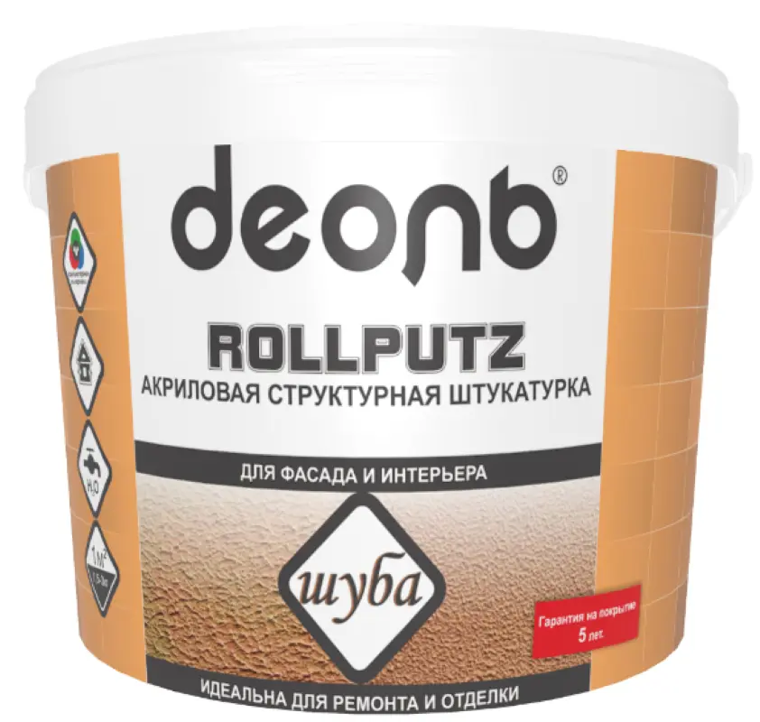 Изображение товара Штукатурка декоративная Деоль Decpl1 Шуба матовый цвет белый 18 кг