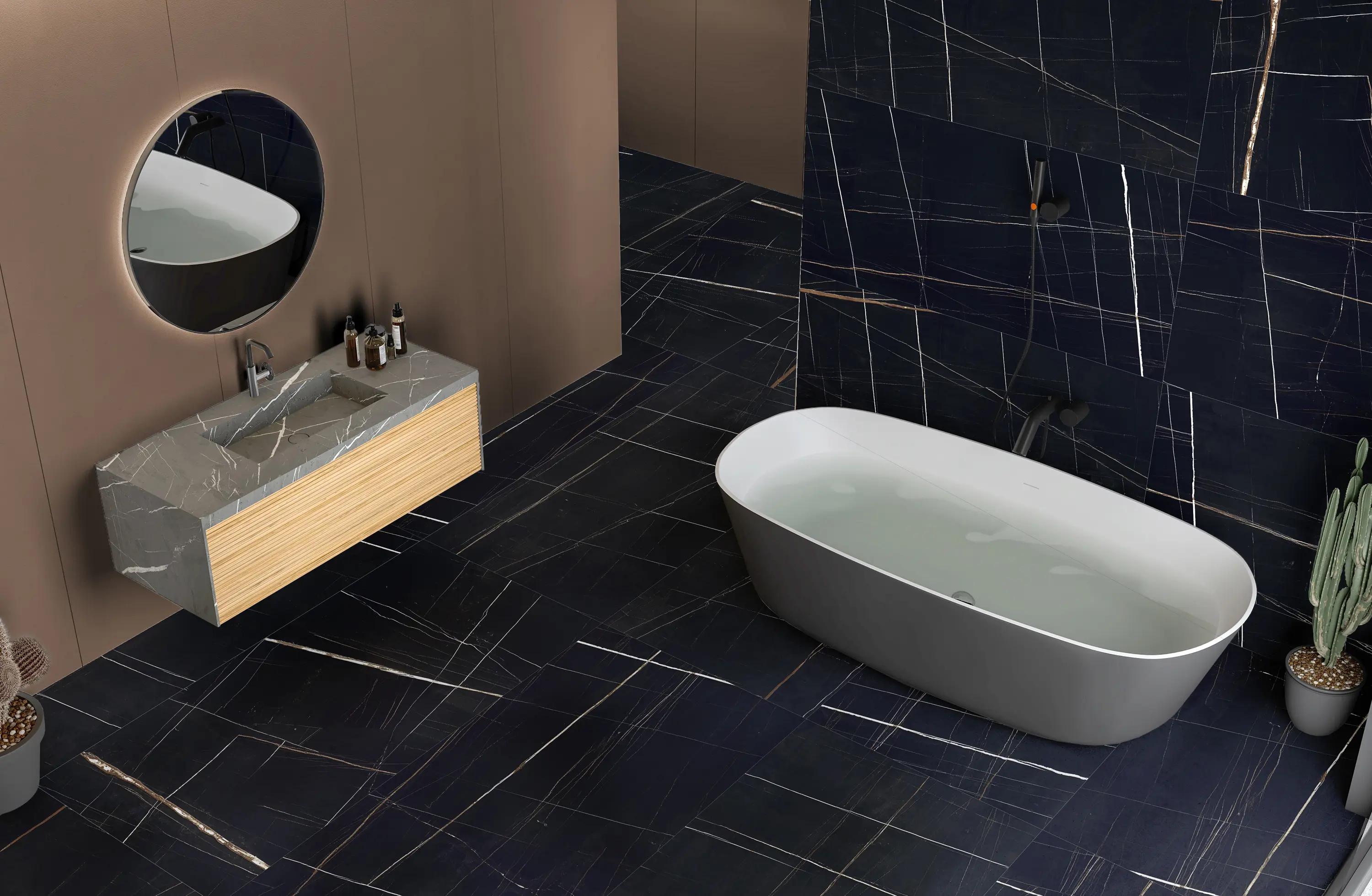 Изображение товара Керамогранит Premium GT Dorato 60x120 см черный с золотистыми прожилками