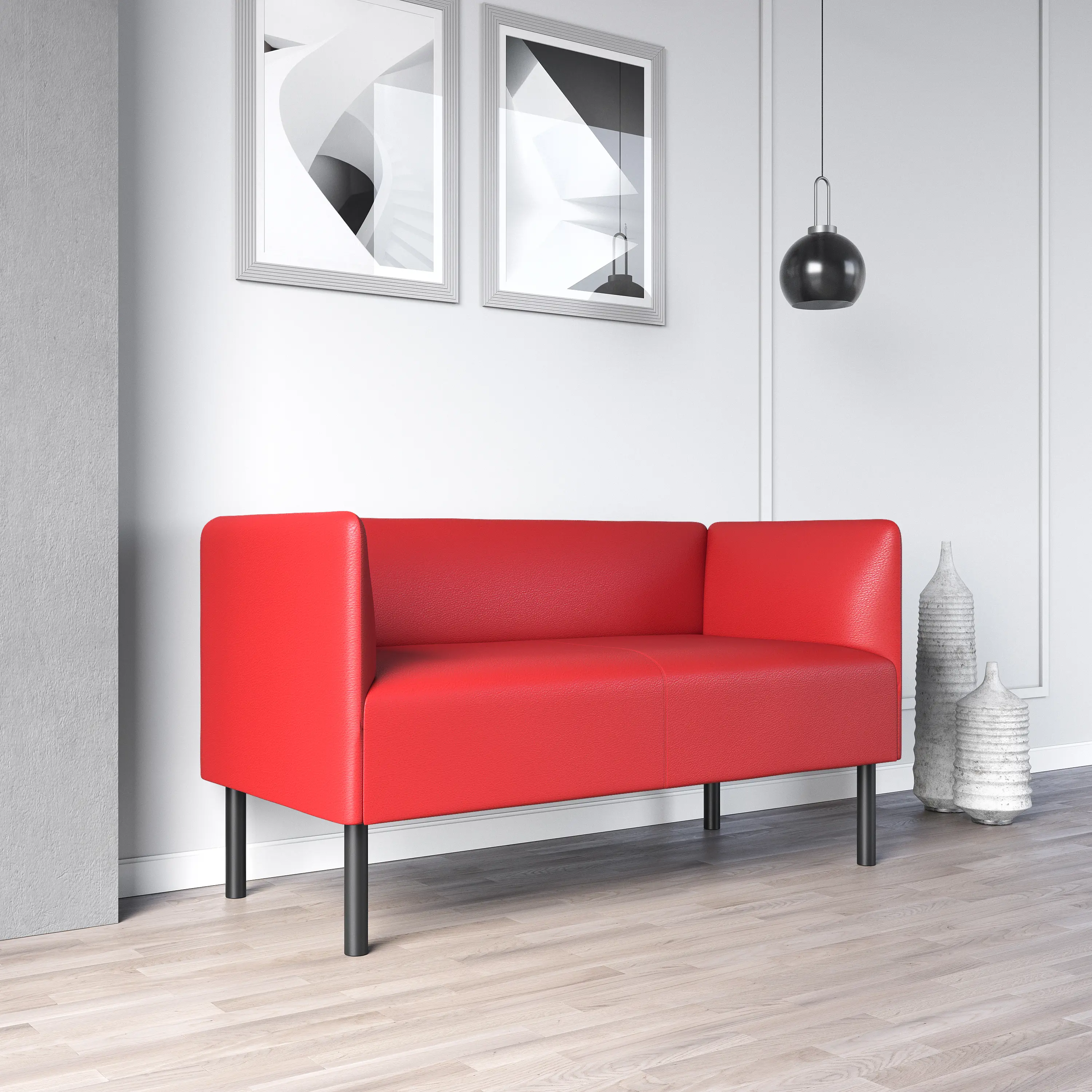 Изображение товара Диван прямой Salon tron Монреаль divan_monreal130_16 130x75x54 см искусственная кожа цвет экокожа красная