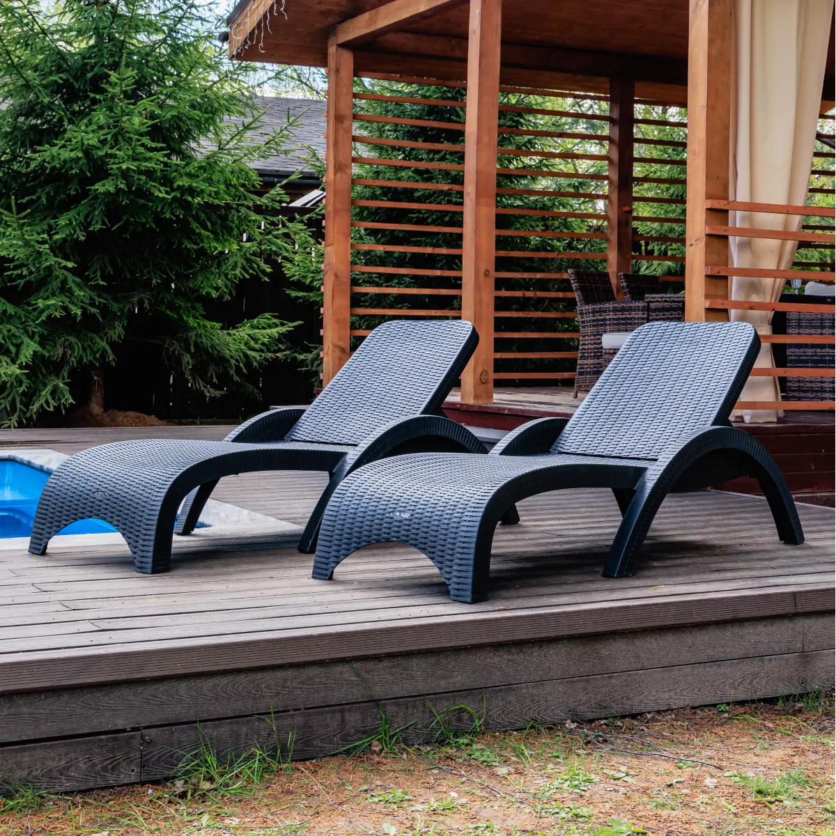 Изображение товара Шезлонг Royal Family MARK без матраса 187x73x44 см 2 шт антрацит