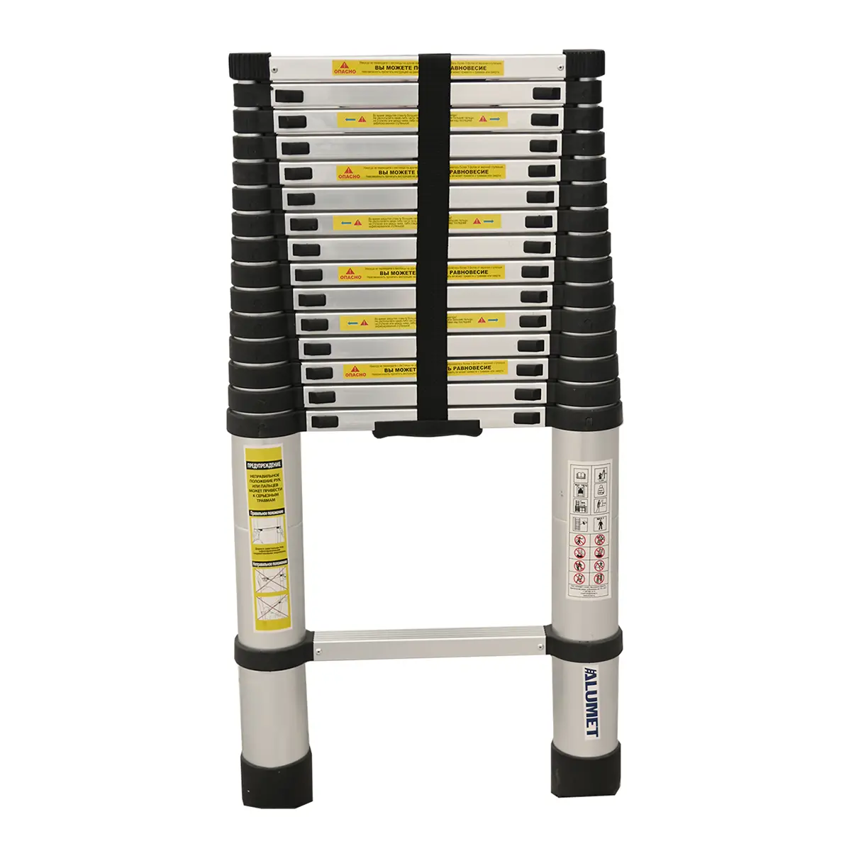 Изображение товара Телескопическая лестница Алюмет 16 ступеней, легкая и прочная, 5.3 м
