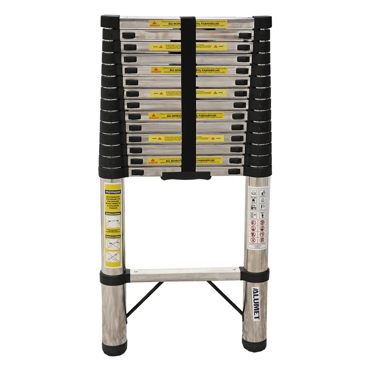 Изображение товара Лестница телескопическая Алюмет 1-секционная 15 ступеней