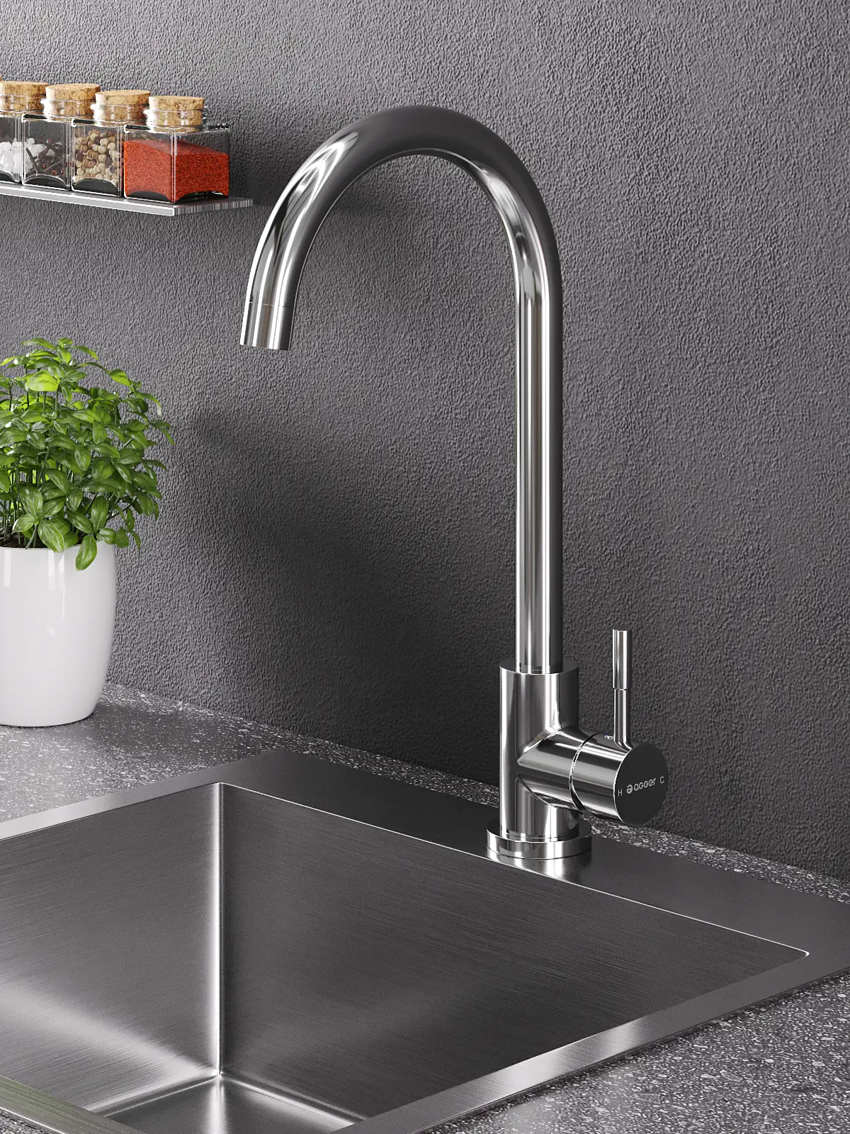 Изображение товара Смеситель для кухни Agger 07 поворотный излив 27.4 см хром Germany