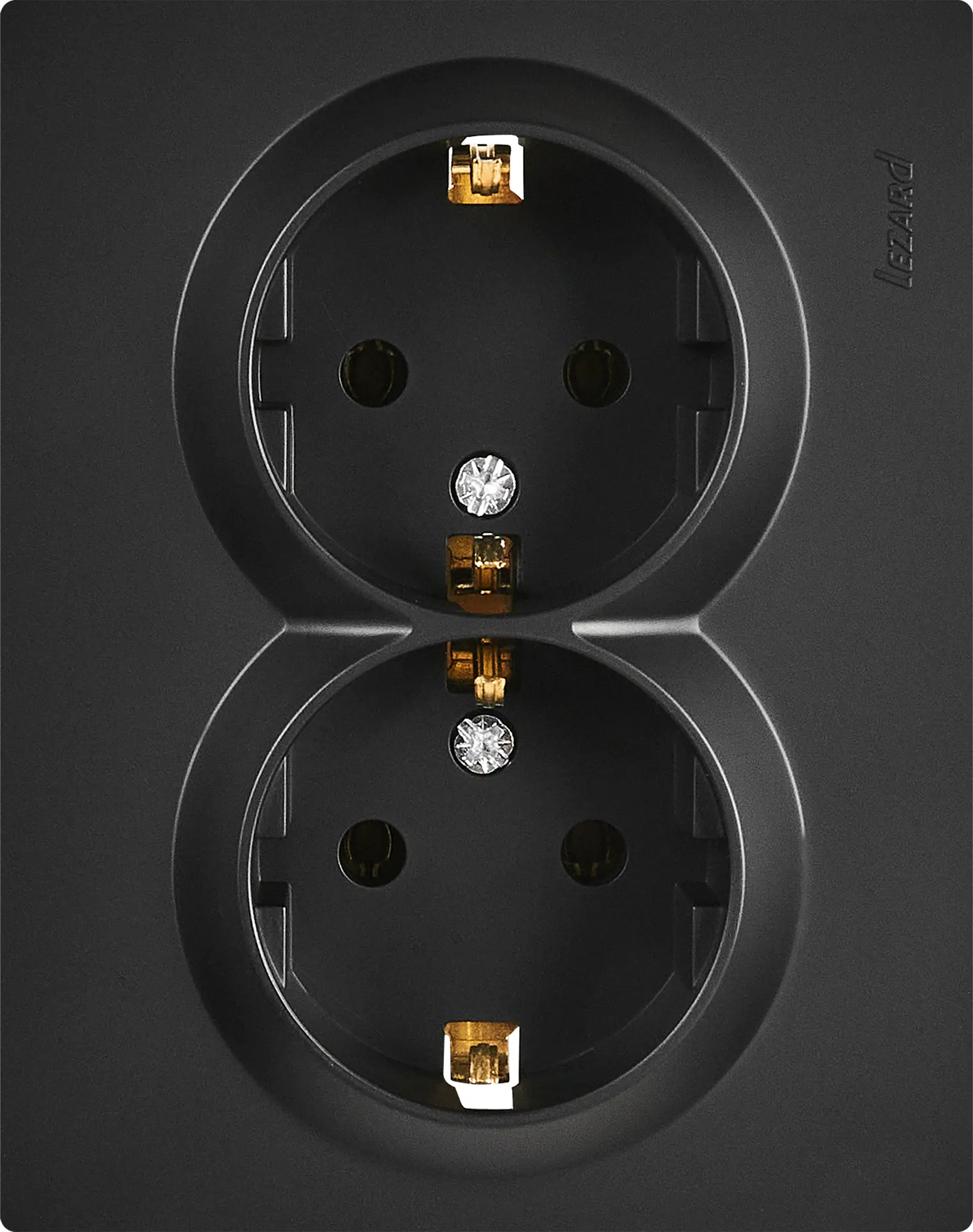 Изображение товара Розетка двойная встраиваемая Lezard Vesna 742-4200-127B с заземлением цвет черный