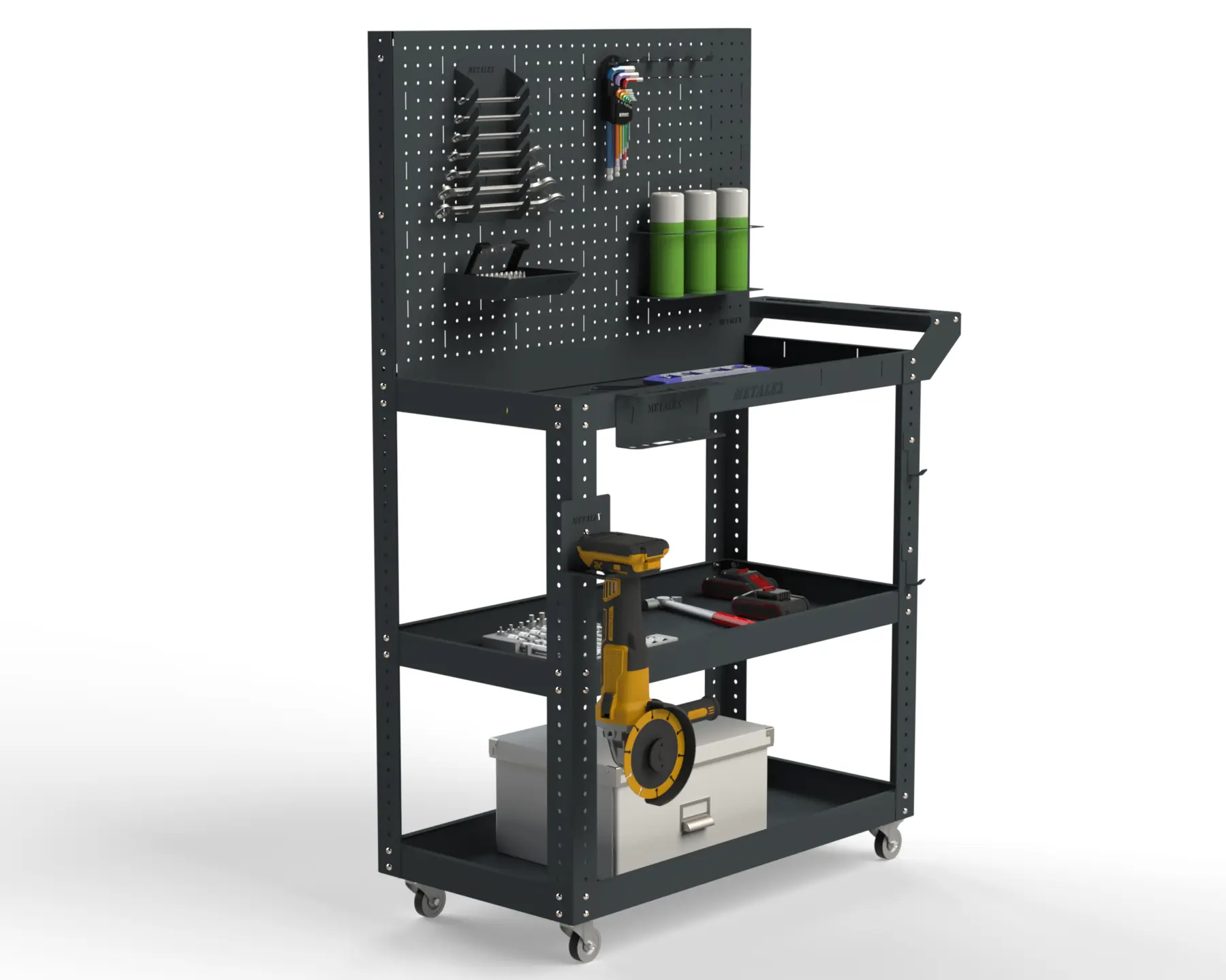 Изображение товара Тележка инструментальная Metalex Тип 4 800x450x900 мм с 4 полками и аксессуарами