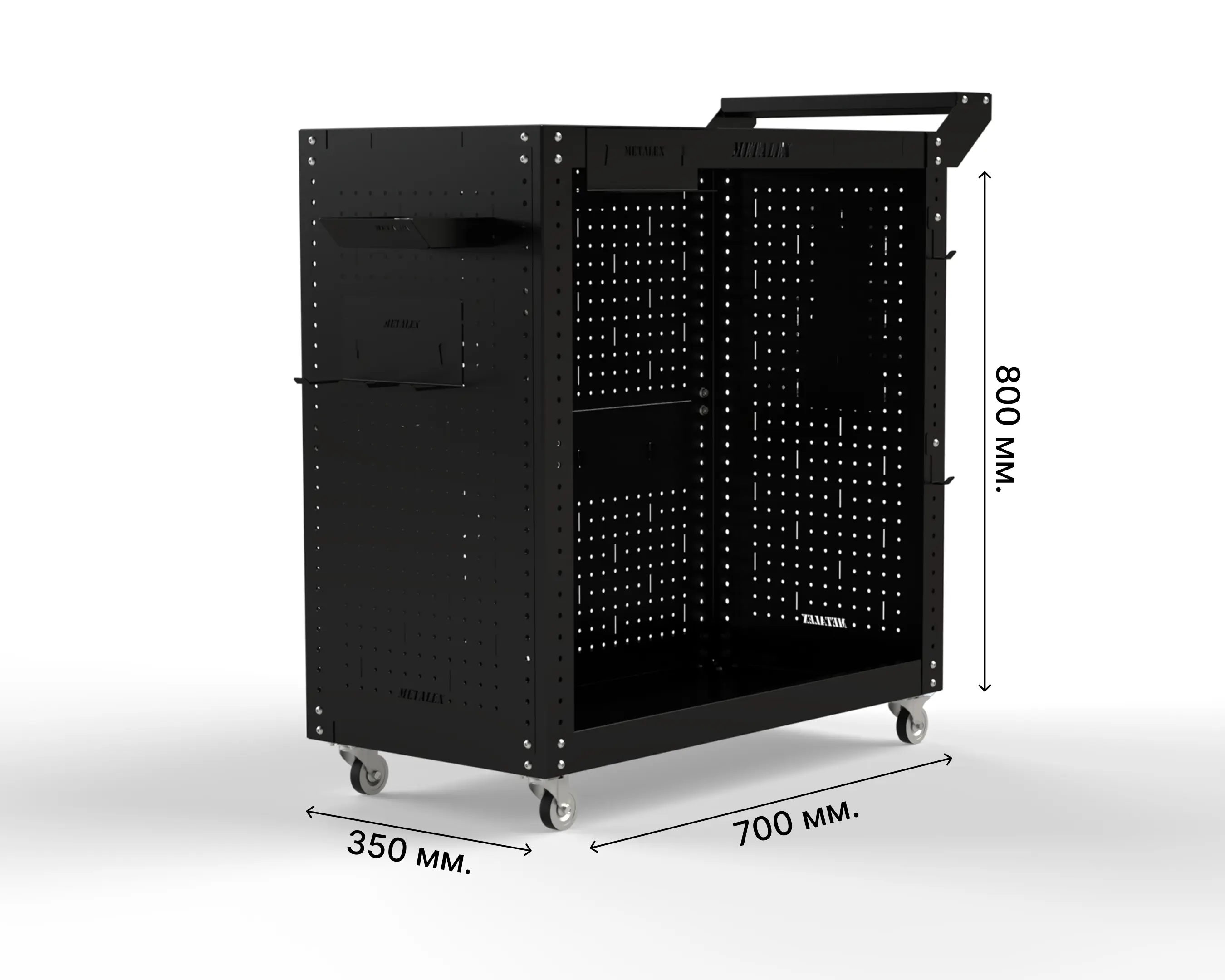 Изображение товара Тележка инструментальная Metalex Тип 3 800x350x700 мм с 2 полками и аксессуарами